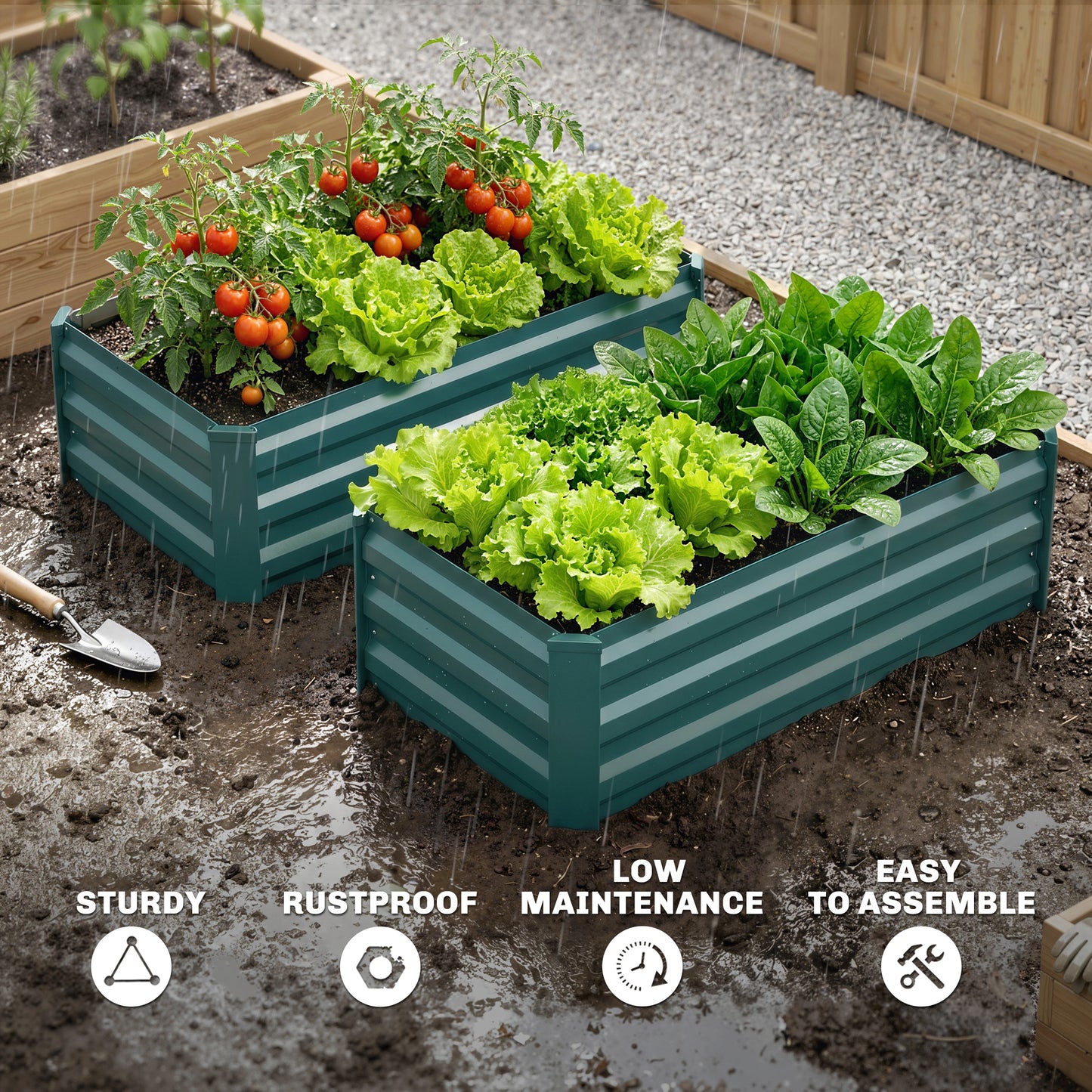 Set of Two 100 x 60cm Steel Planter Boxes (1)
