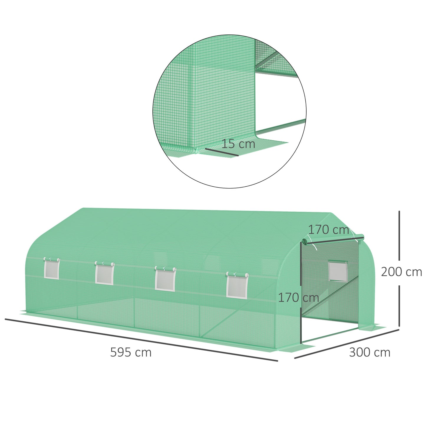 Polytunnel Greenhouse with Windows and Door (1)