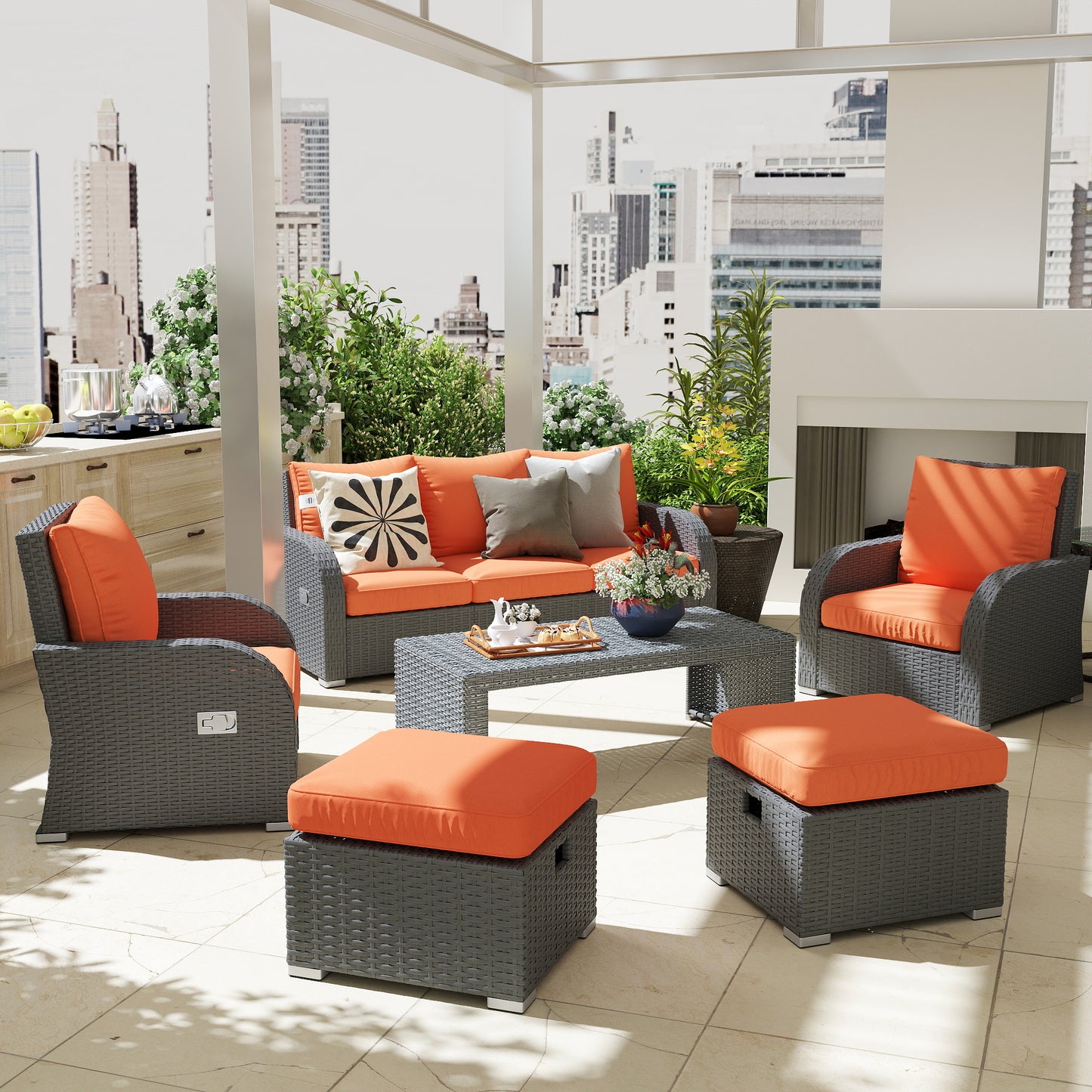 Six-piece Outdoor Rattan Dining Set
