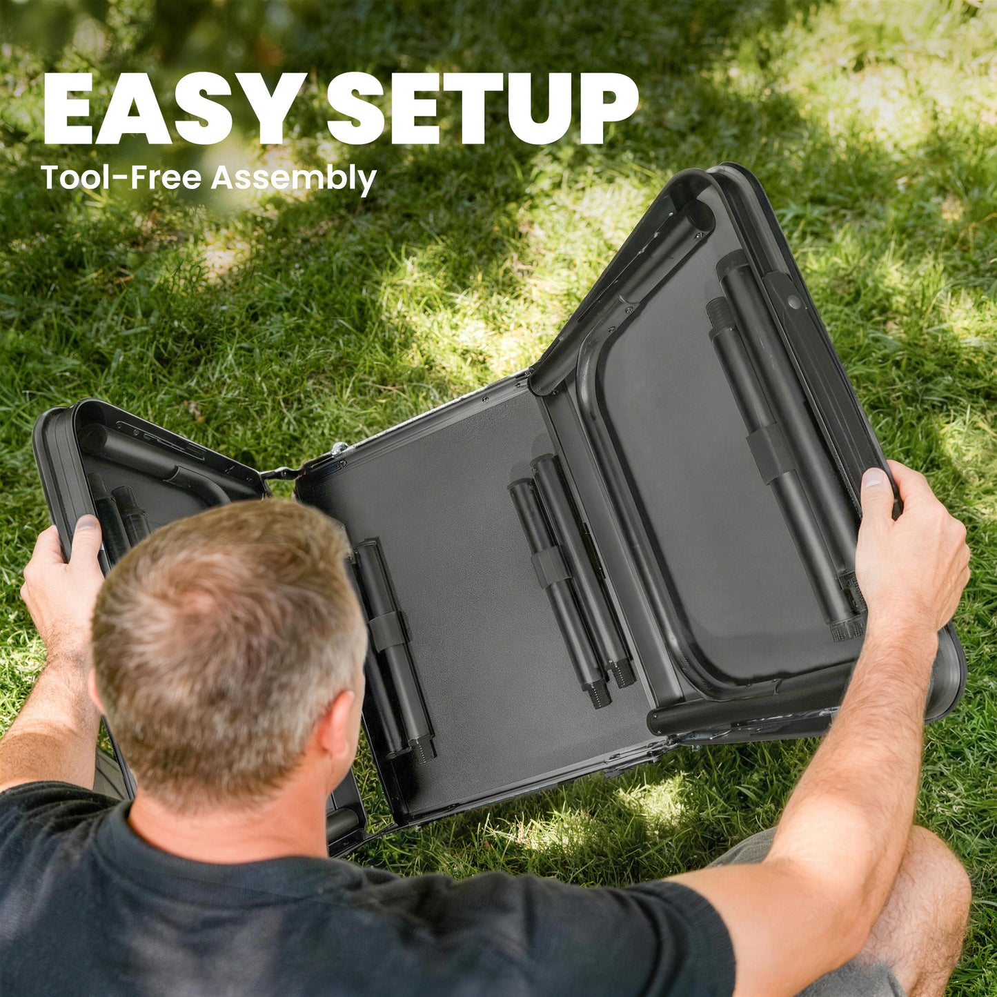 3ft Folding Camping Table, Picnic Table with Mesh Storage Layer