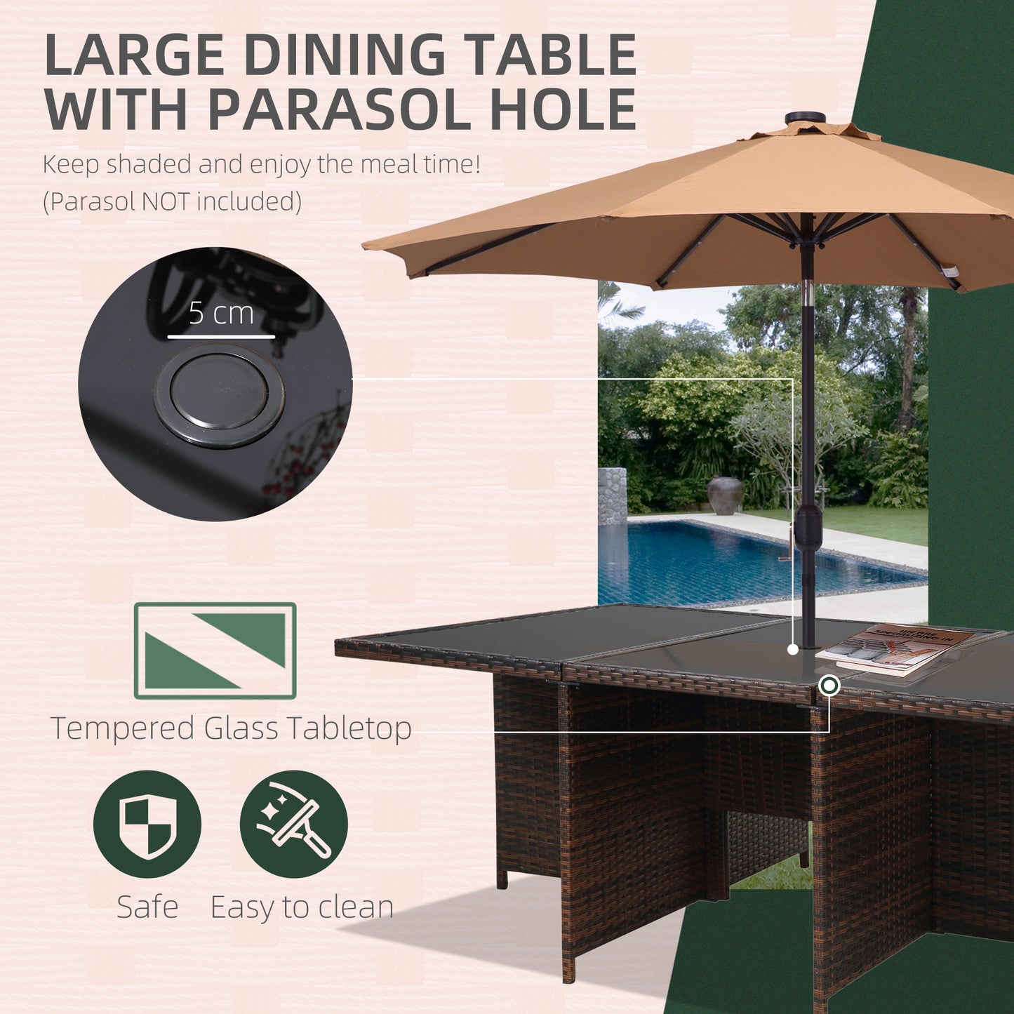 10 Seater Rattan Cube Garden Furniture Set with Parasol Hole