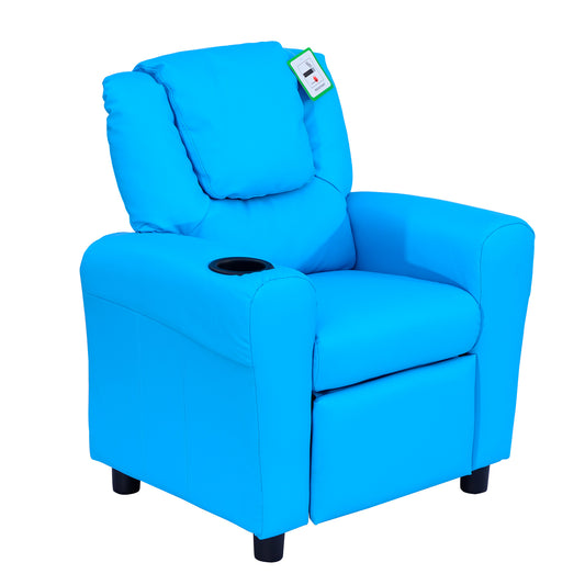 Kids Recliner Chair, PU Leather with Adjustable Backrest, Footrest
