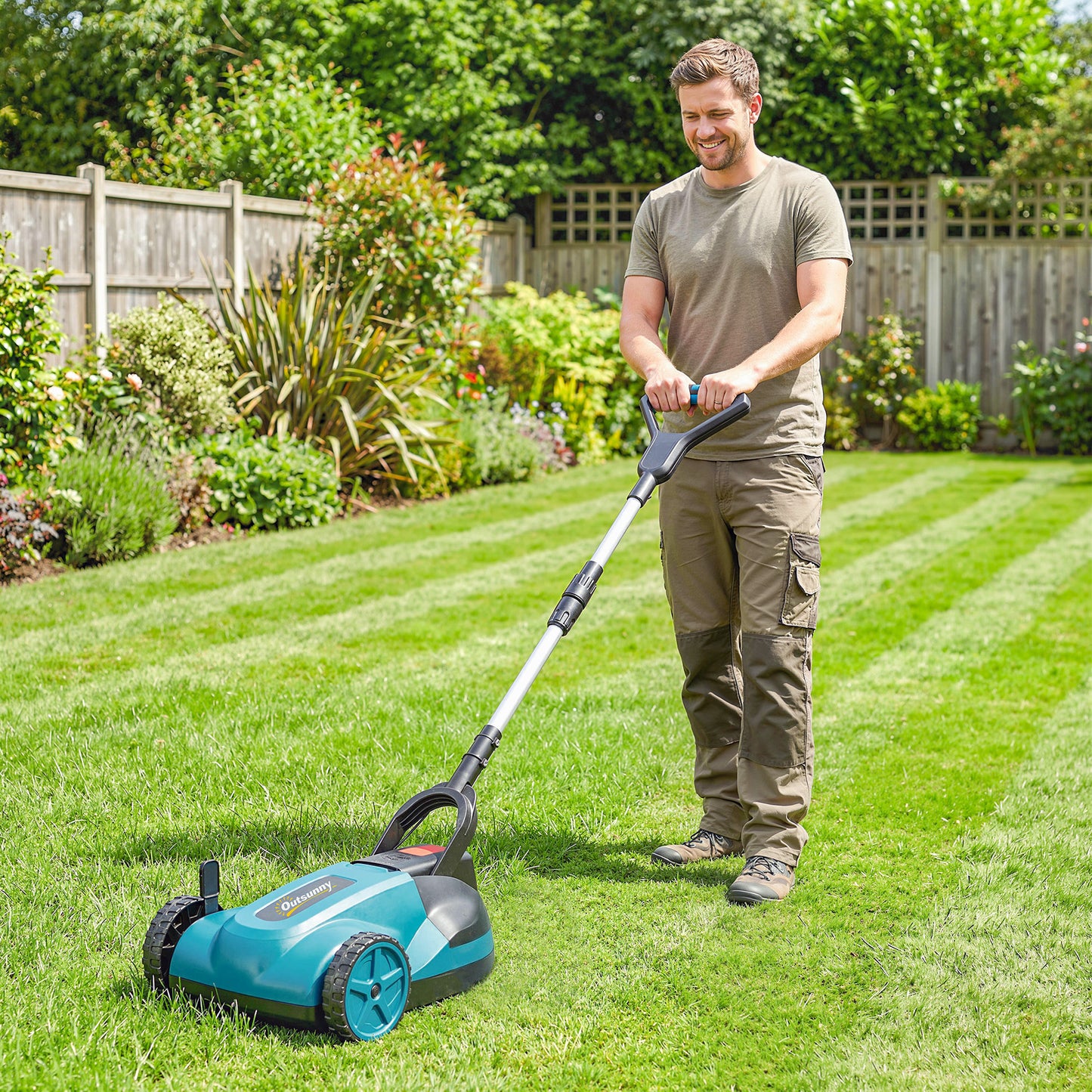 18V Cordless Lawnmower with 2 x 4Ah Batteries & Charger