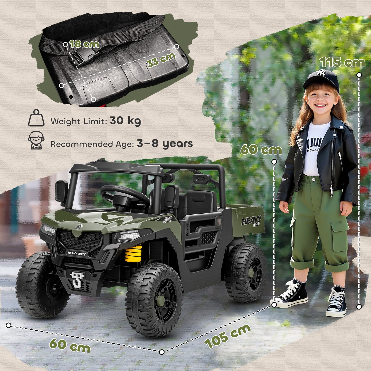 Kids Ride on Car, 12V Electric Kids UTV with Electric Dump Bed