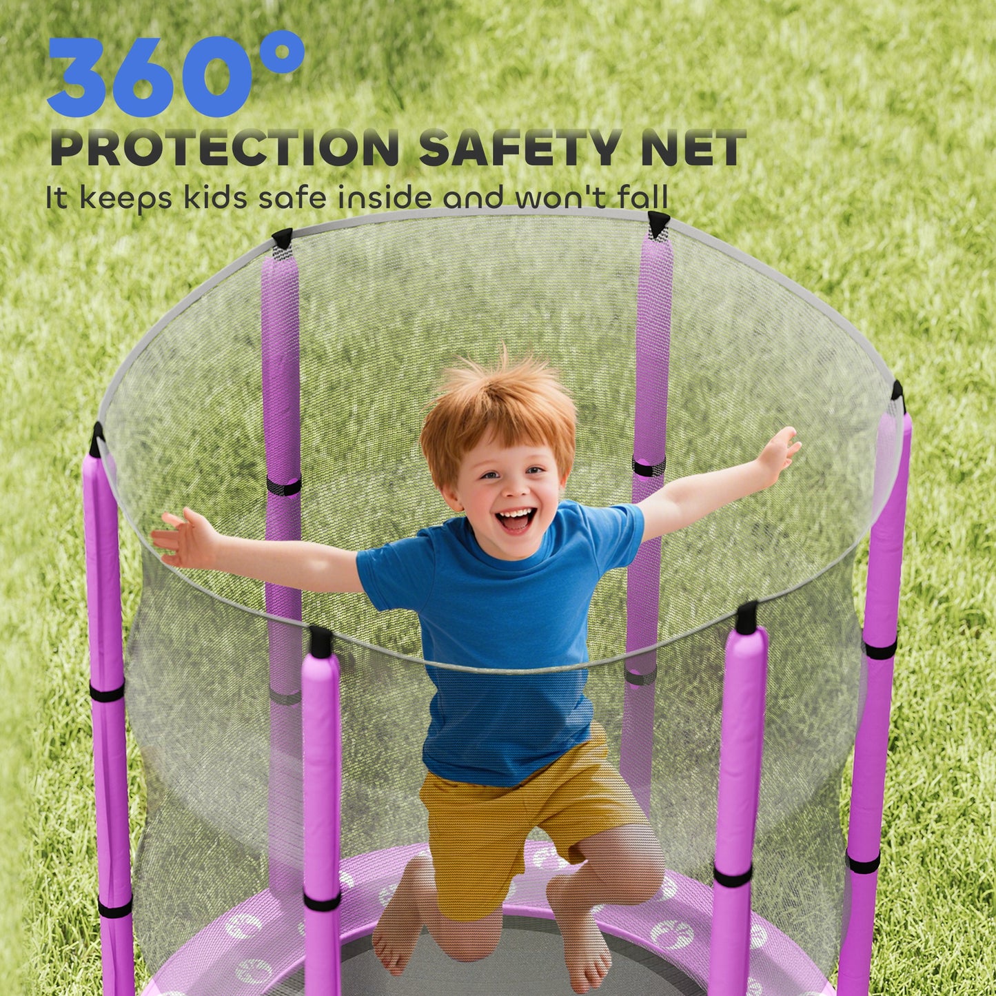 4.6ft Toddler Trampoline w/ Safety Enclosure Net
