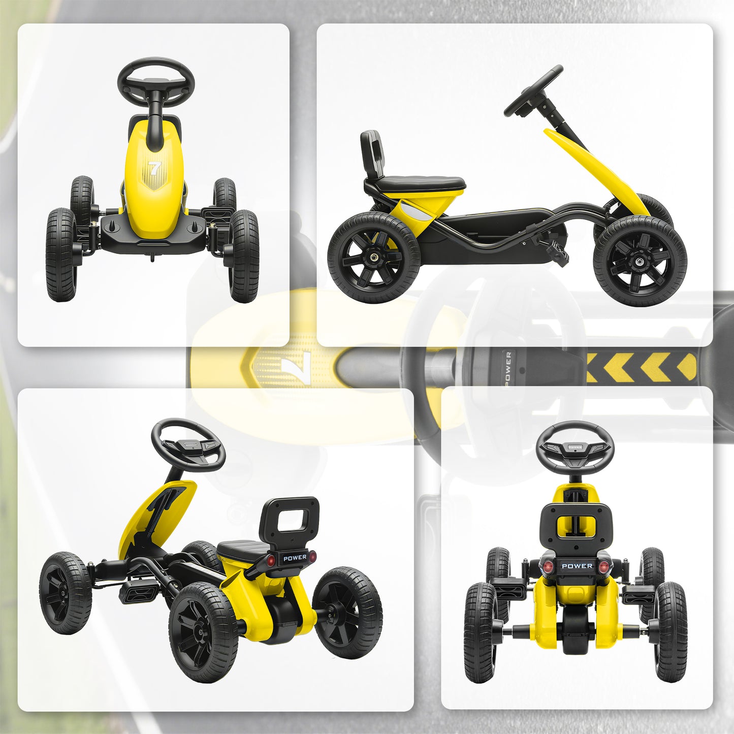 Pedal Go Kart for Kids 2-5 Years, with Silent EVA Wheels, Metal Frame