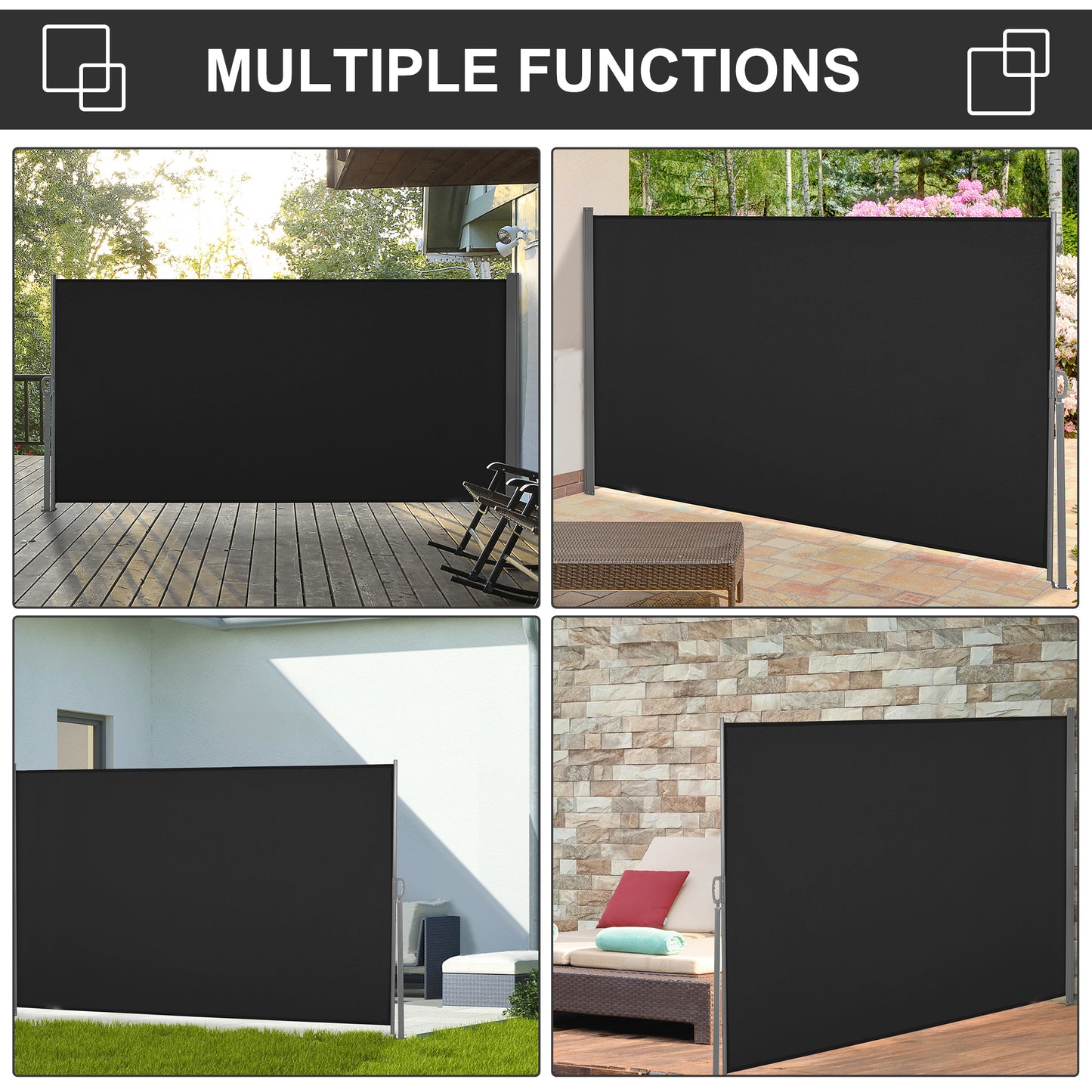 Retractable Sun Side Awning Screen Fence Patio Garden Wall Balcony (1)