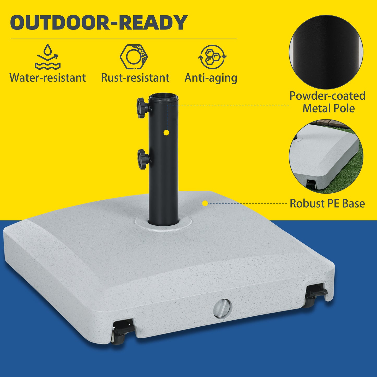 Garden Parasol Base Holder, 24kg Water or 30kg Sand Filled
