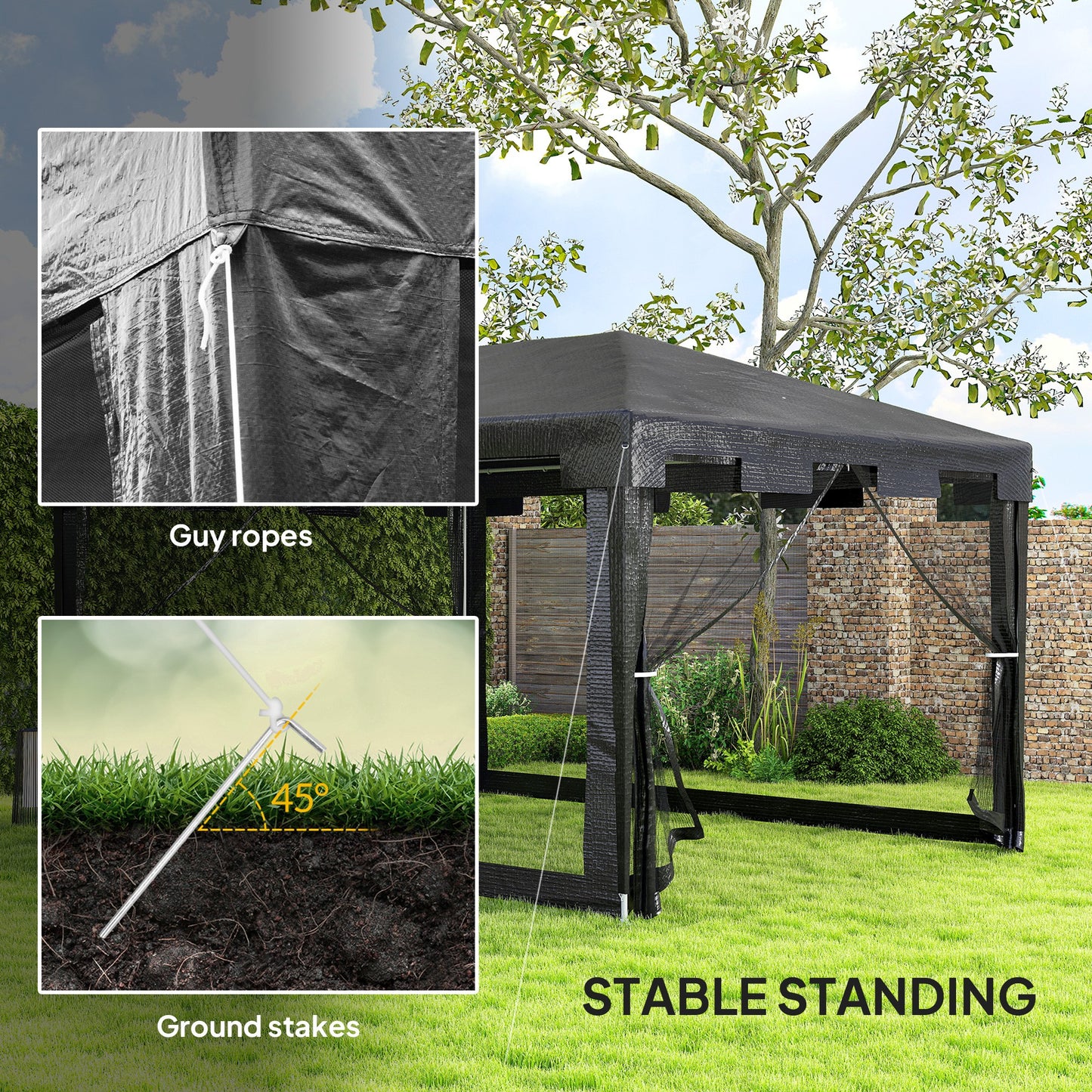 4 x 3 m Party Tent Wedding Gazebo Outdoor Waterproof PE Canopy Shade