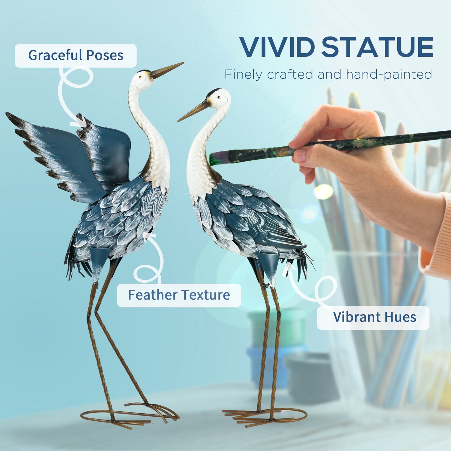 Heron Garden Statues, Standing Garden Ornament