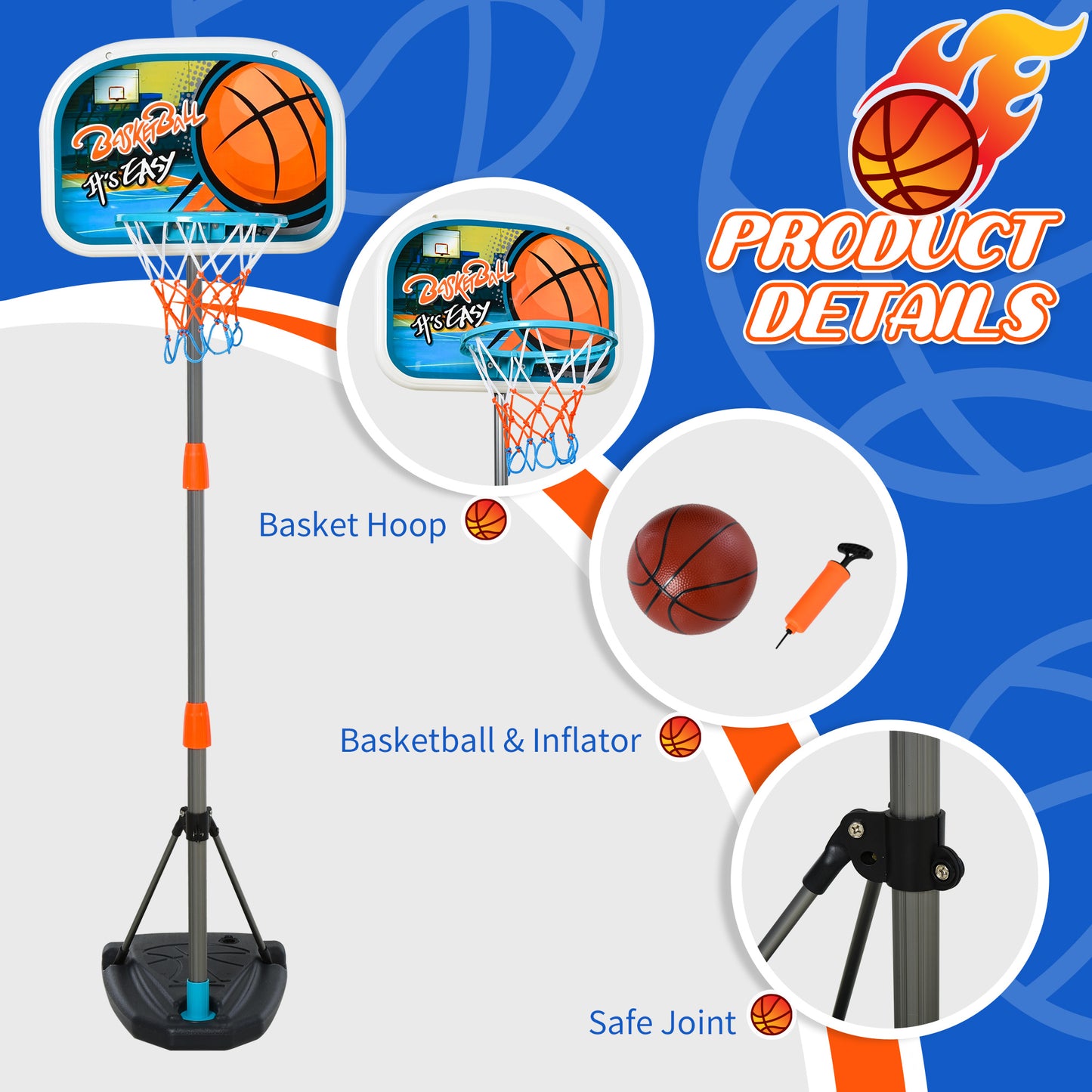 Kids Basketball Hoop and Stand Portable Basketball Stand Set w/