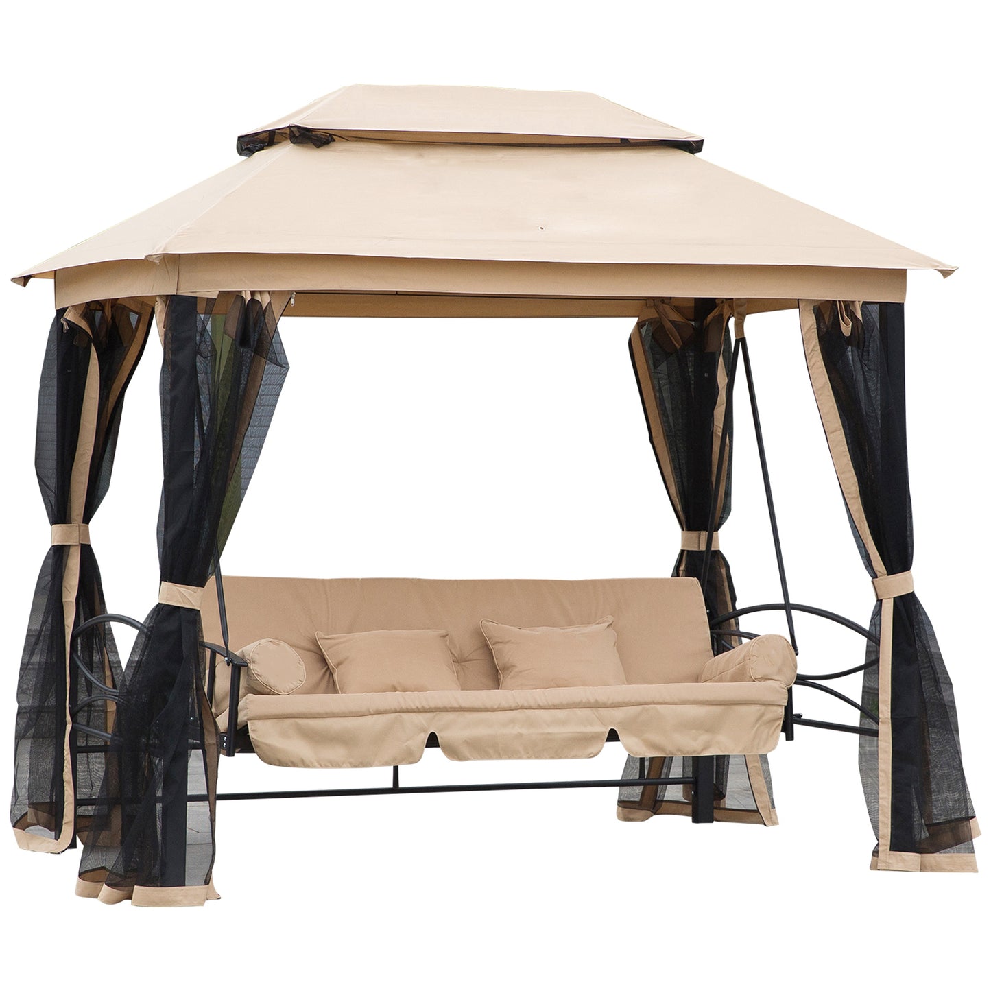 3 Seater Swing Chair 3-in-1 Convertible Garden Swing Seat Bed