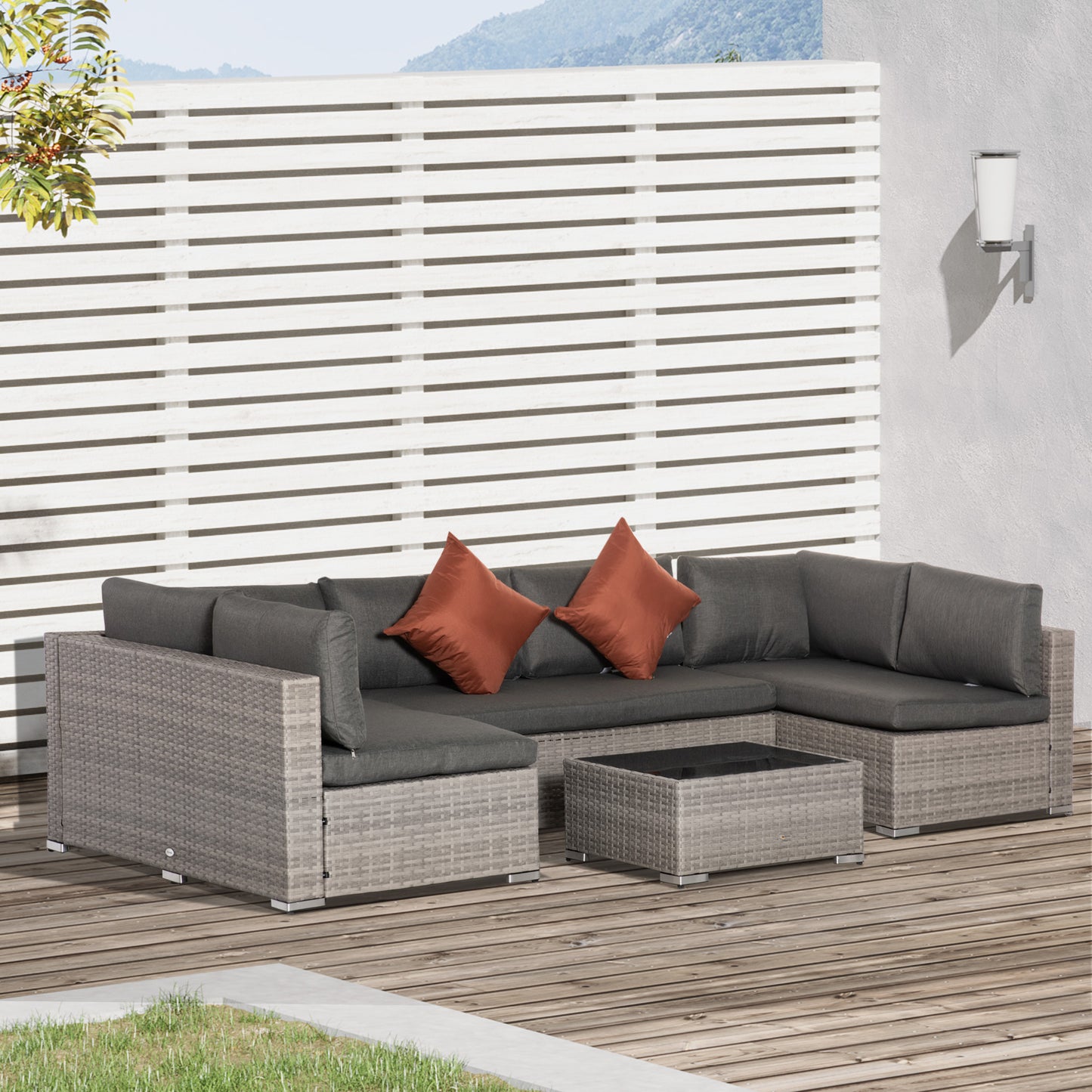 Four-Piece Half-Square Rattan Sofa Set