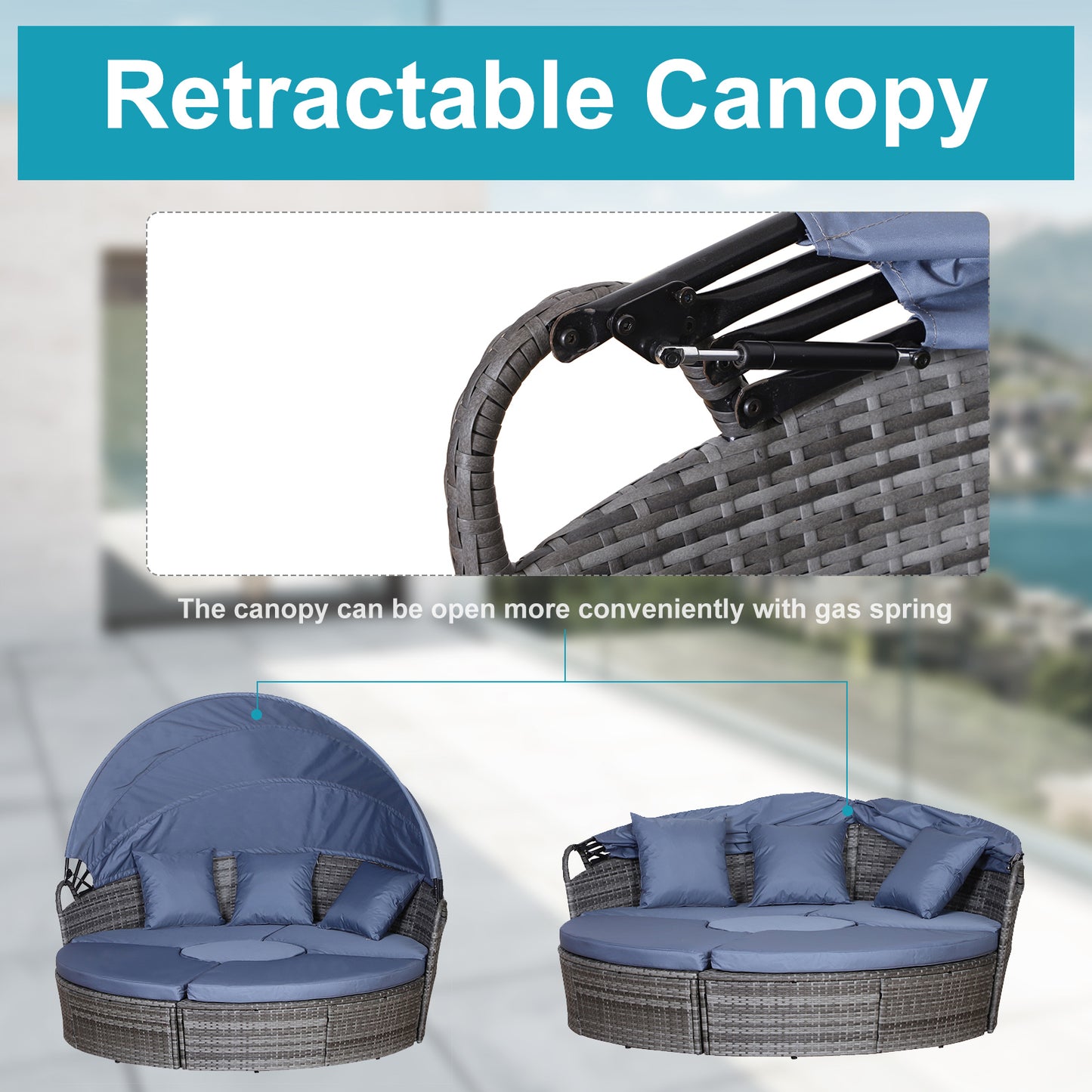 Outdoor PE Rattan Garden Furniture with Cushioned