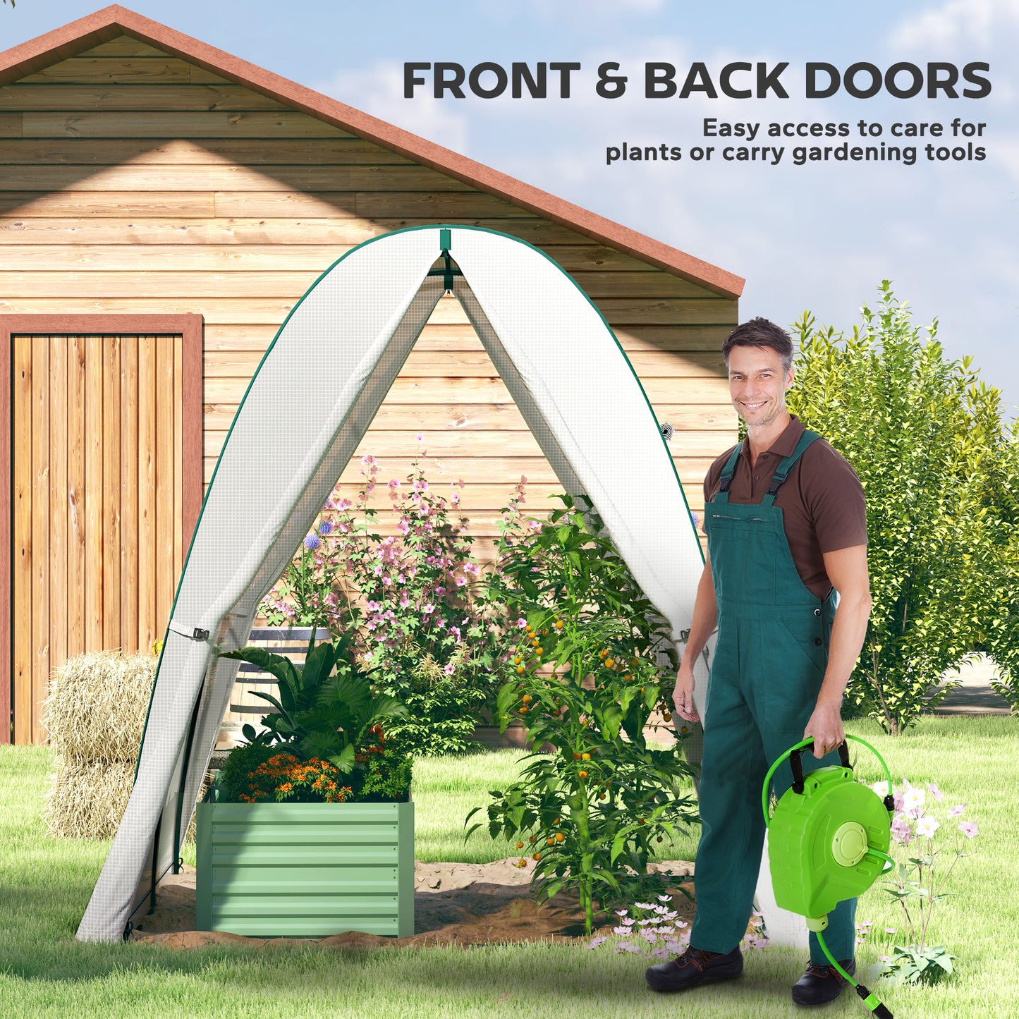 Polytunnel Greenhouse with Sandbags