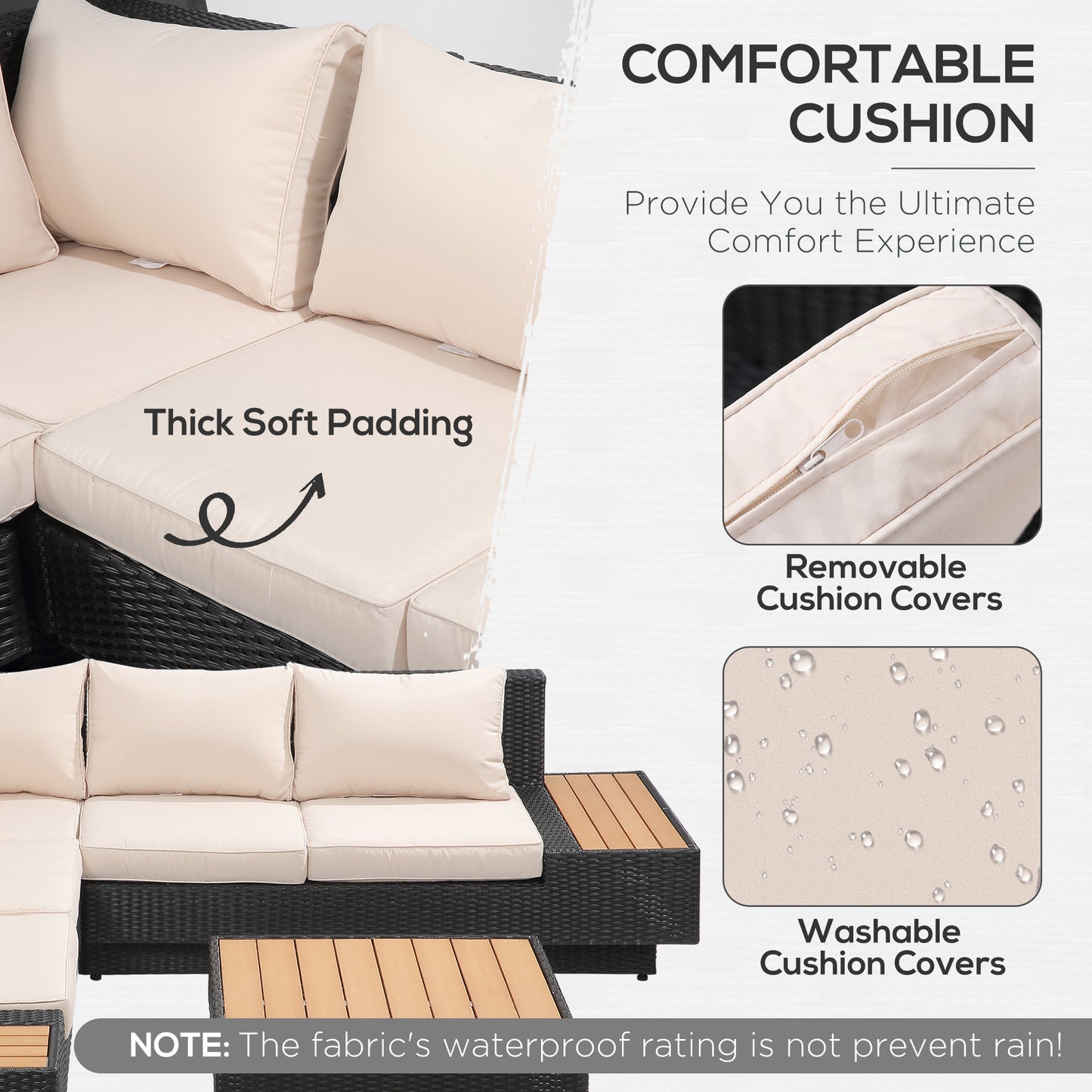 5-Seater Rattan Garden Furniture Outdoor Sectional Corner Sofa