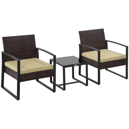 3 pcs PE Rattan Wicker Garden Furniture Patio Bistro Set Weave