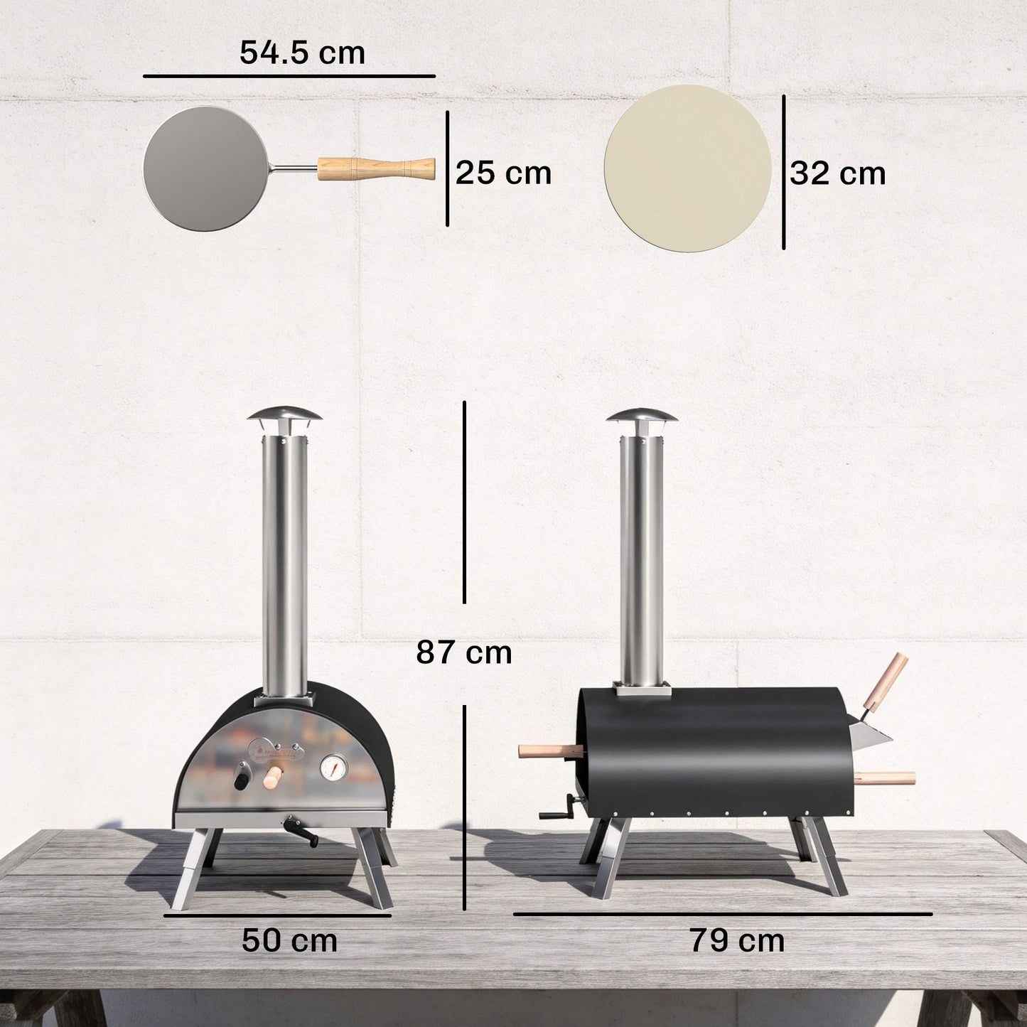 Outdoor Pizza Oven Foldable Legs Pellet Wood Fired Pizza Maker w/