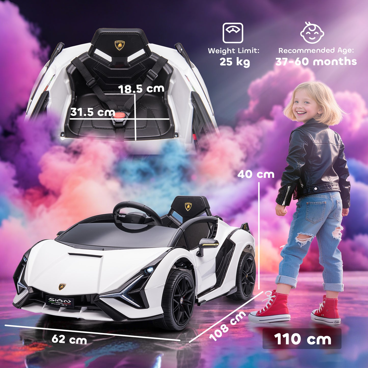 Lamborghini Sian Licensed 12V Electric Car for Kids 2 Motors Toy Car