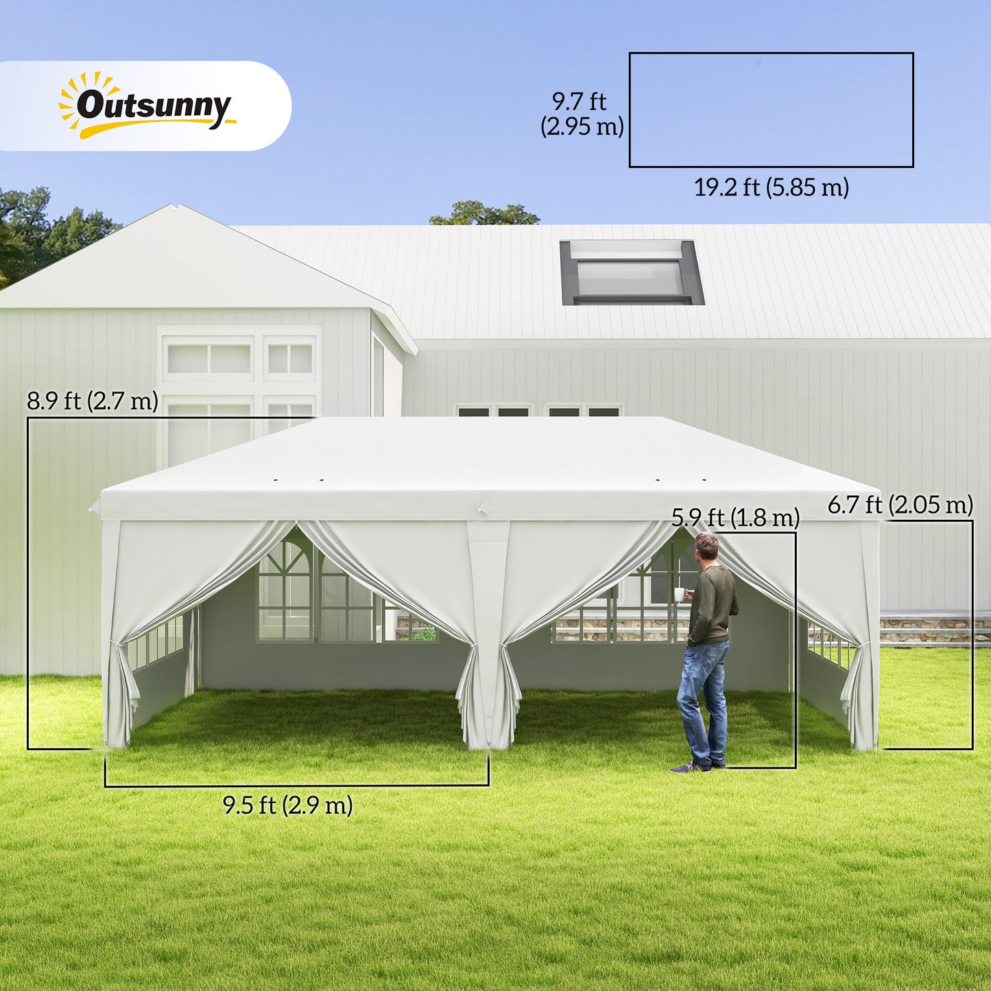 3 x 6 m Garden Pop Up Gazebo, Wedding Party Tent Marquee
