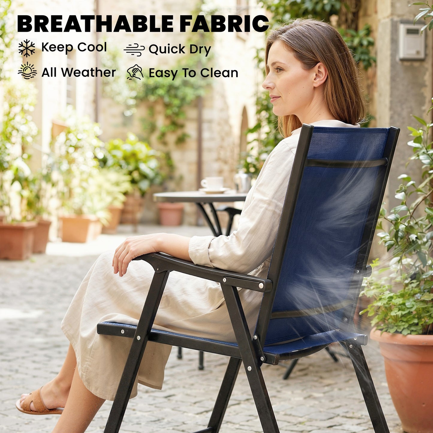 Folding Garden Chairs , Foldable Garden Dining Chairs with High Back