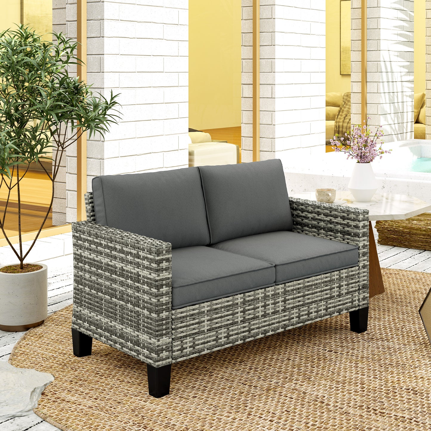 Two-Seater Rattan Outdoor Sofa