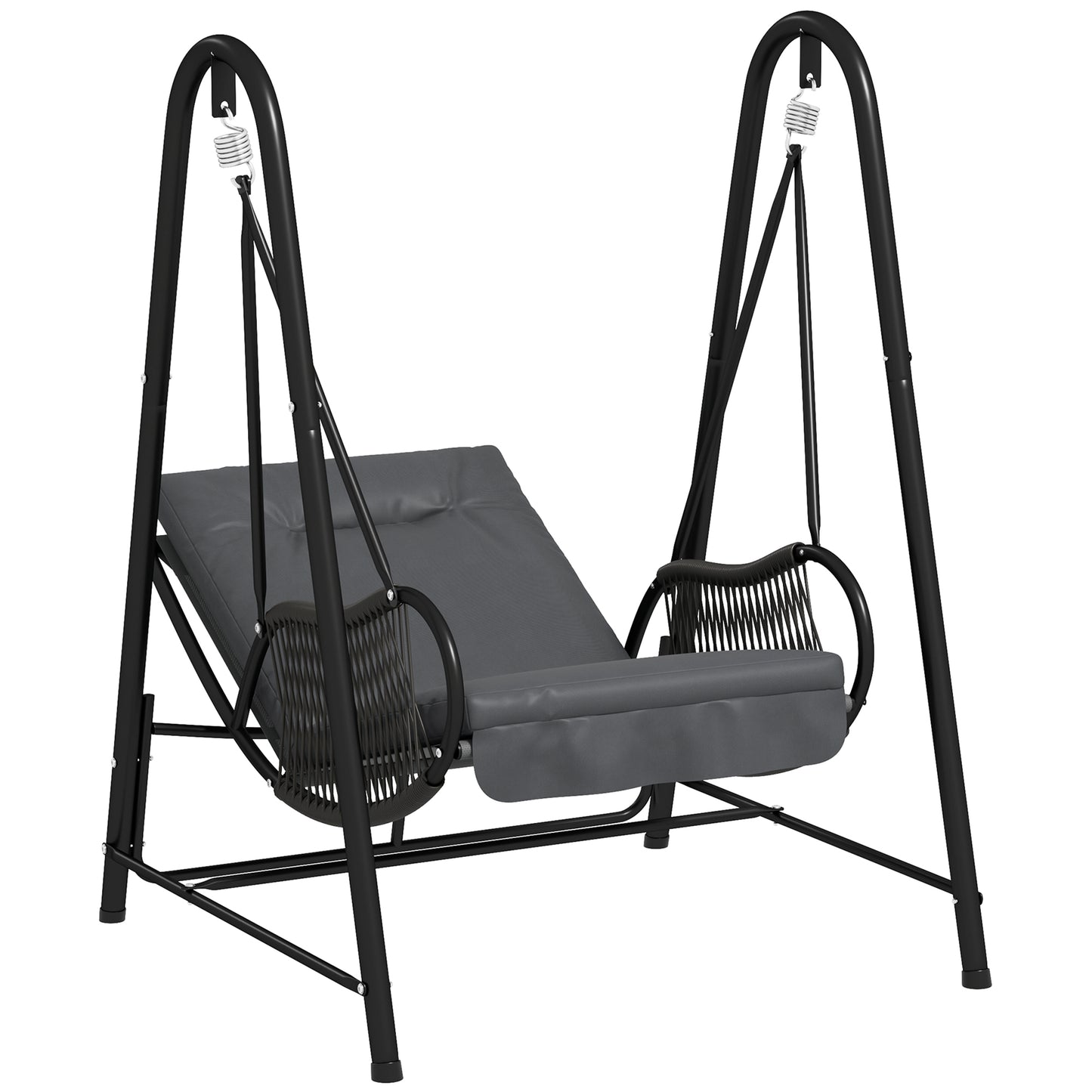 Rattan Swing Chair, Outdoor Garden Hanging Swing Seat with Stand