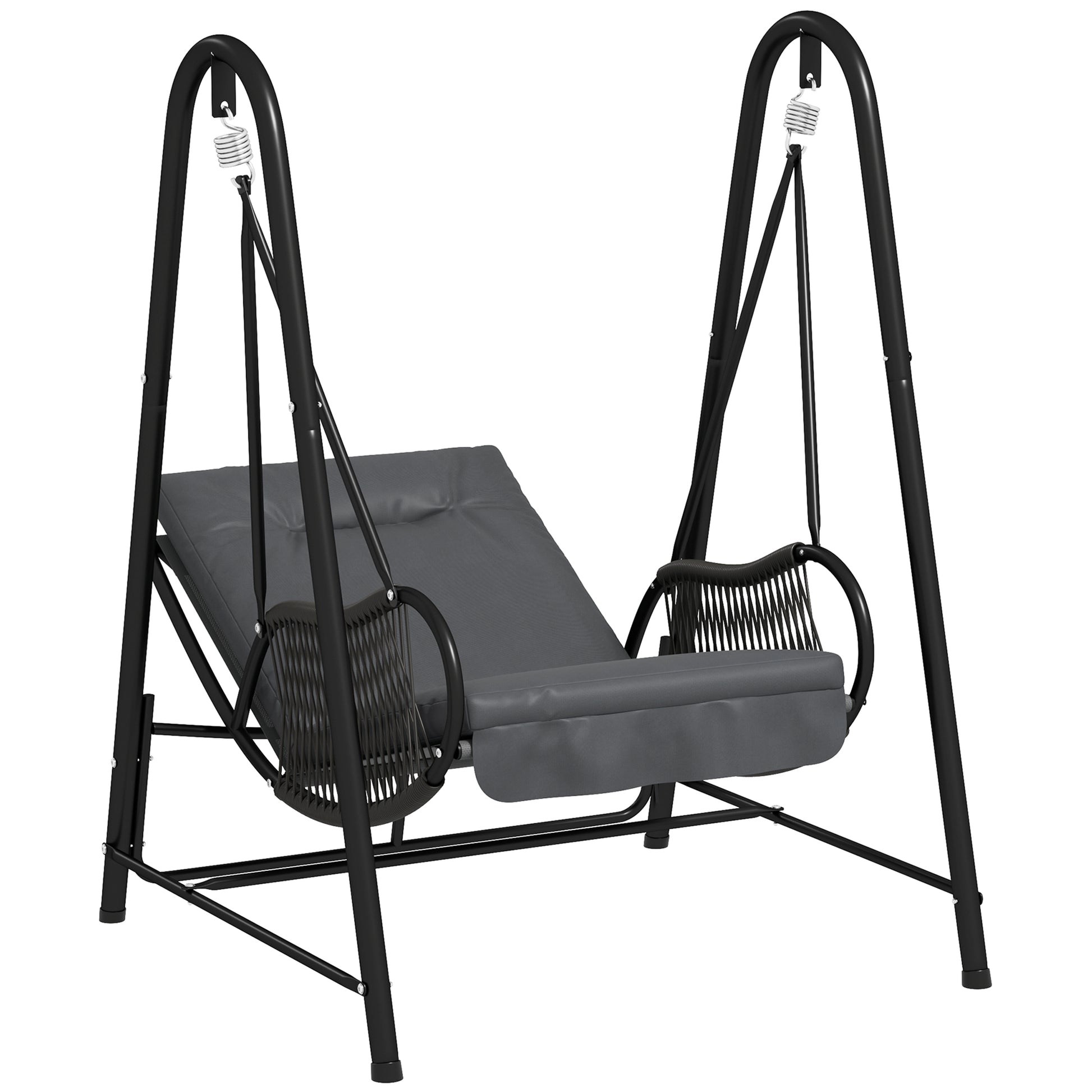 Rattan Swing Chair, Outdoor Garden Hanging Swing Seat with Stand