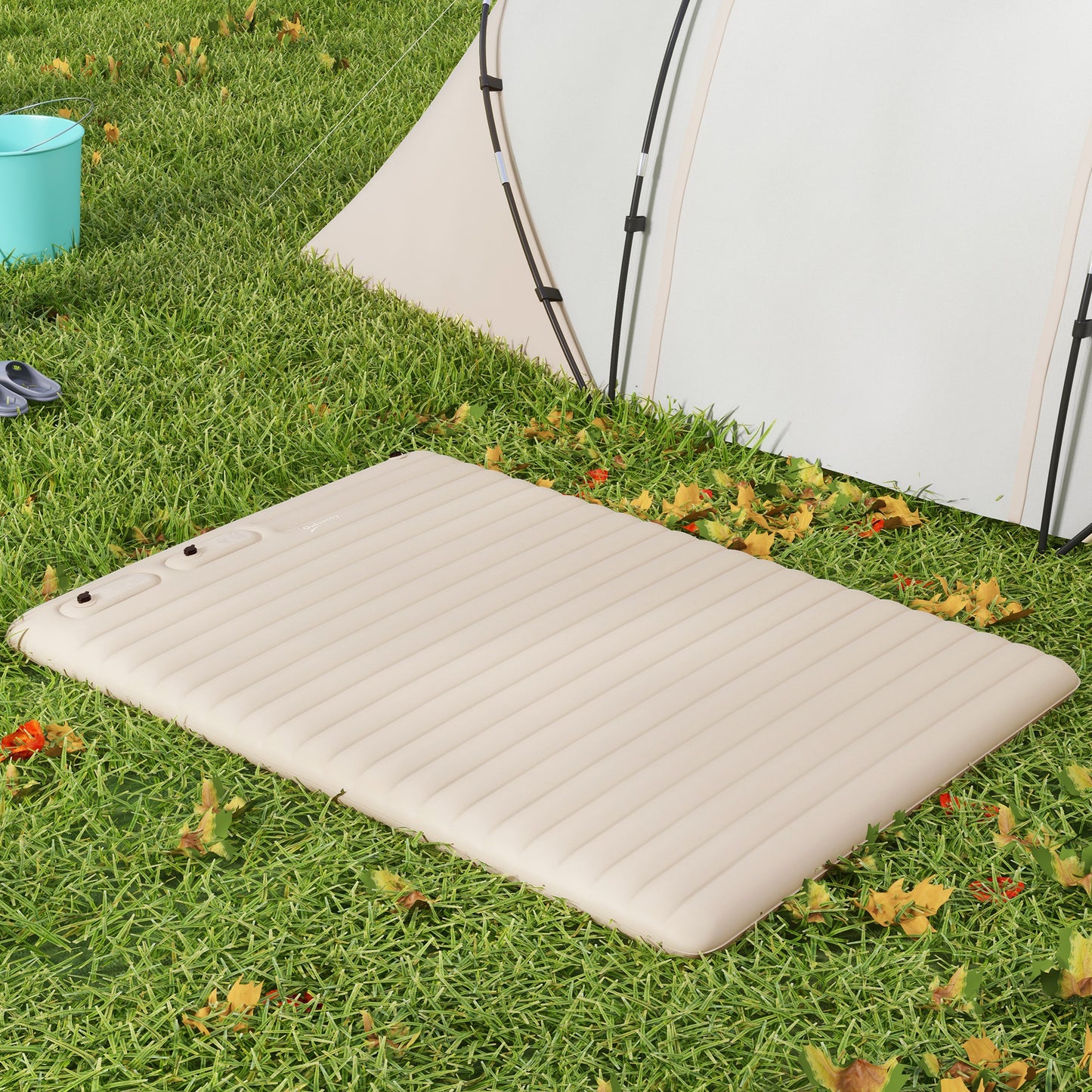 Double Inflatable Mattress, with Built-In Pump