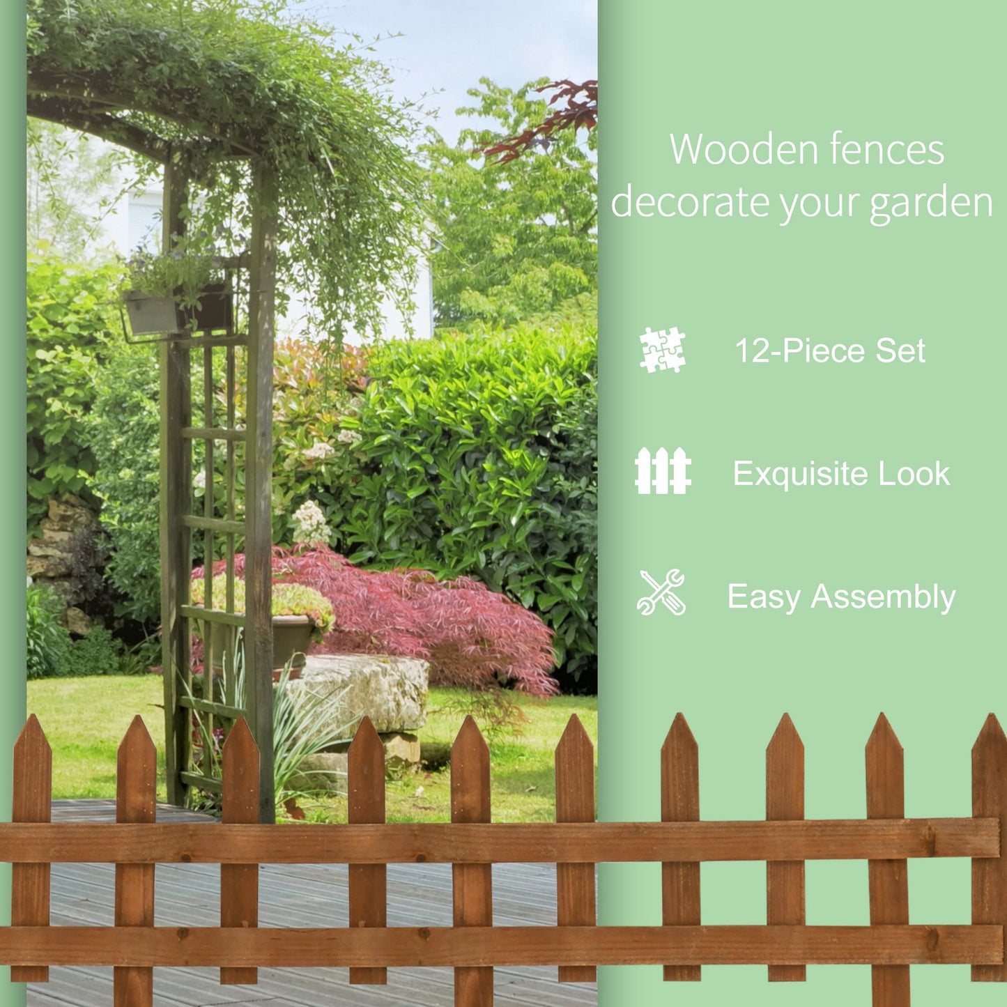 Pack of 24 Wooden Border Fences