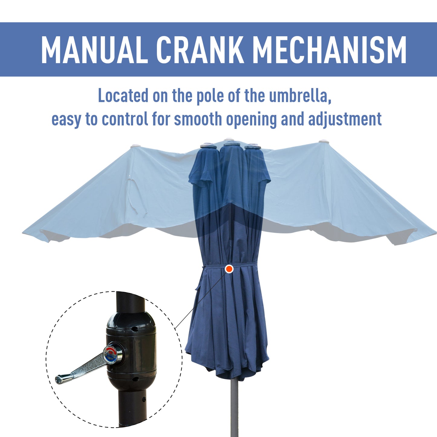 4.6M Sun Umbrella Canopy Double-sided Crank Sun Shade w/ Cross Base (1)