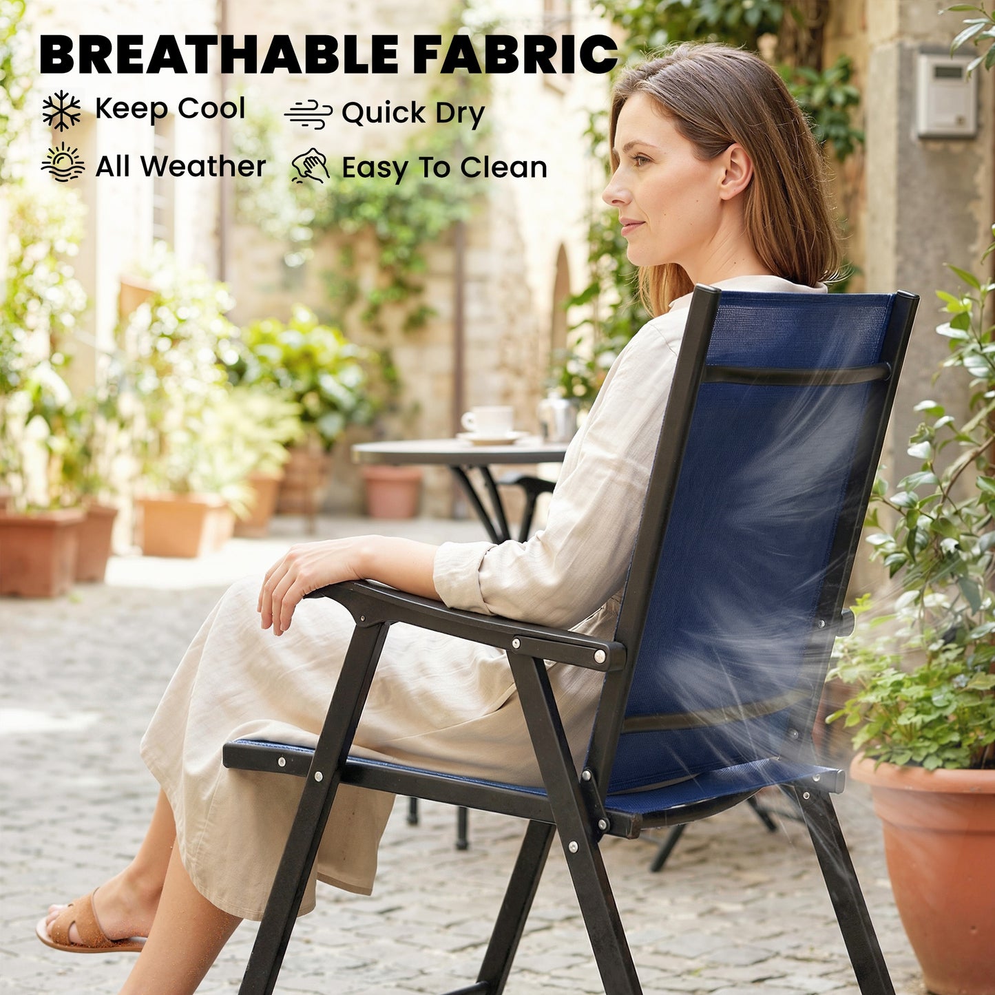 Folding Garden Chairs , Foldable Garden Dining Chairs with High Back