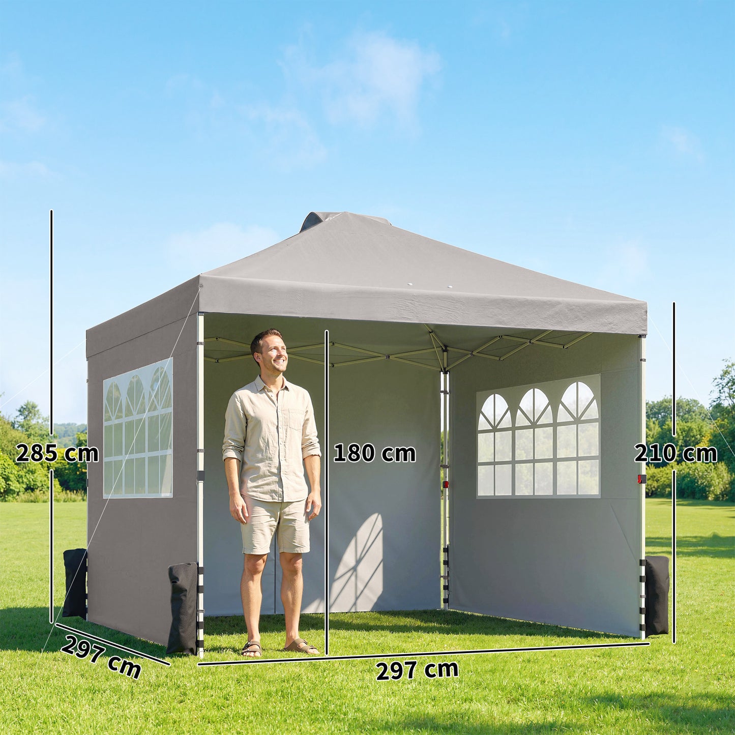 Pop Up Gazebo Waterproof Height Adjustable Canopy