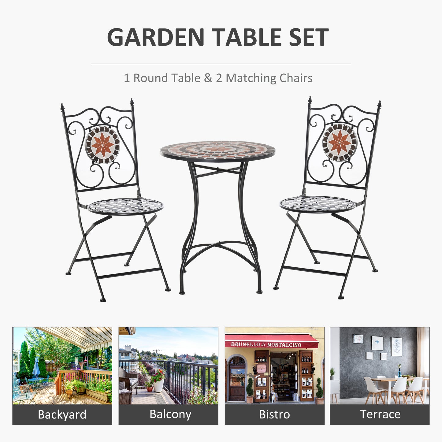 Three-Piece Mosaic Bistro Table Set