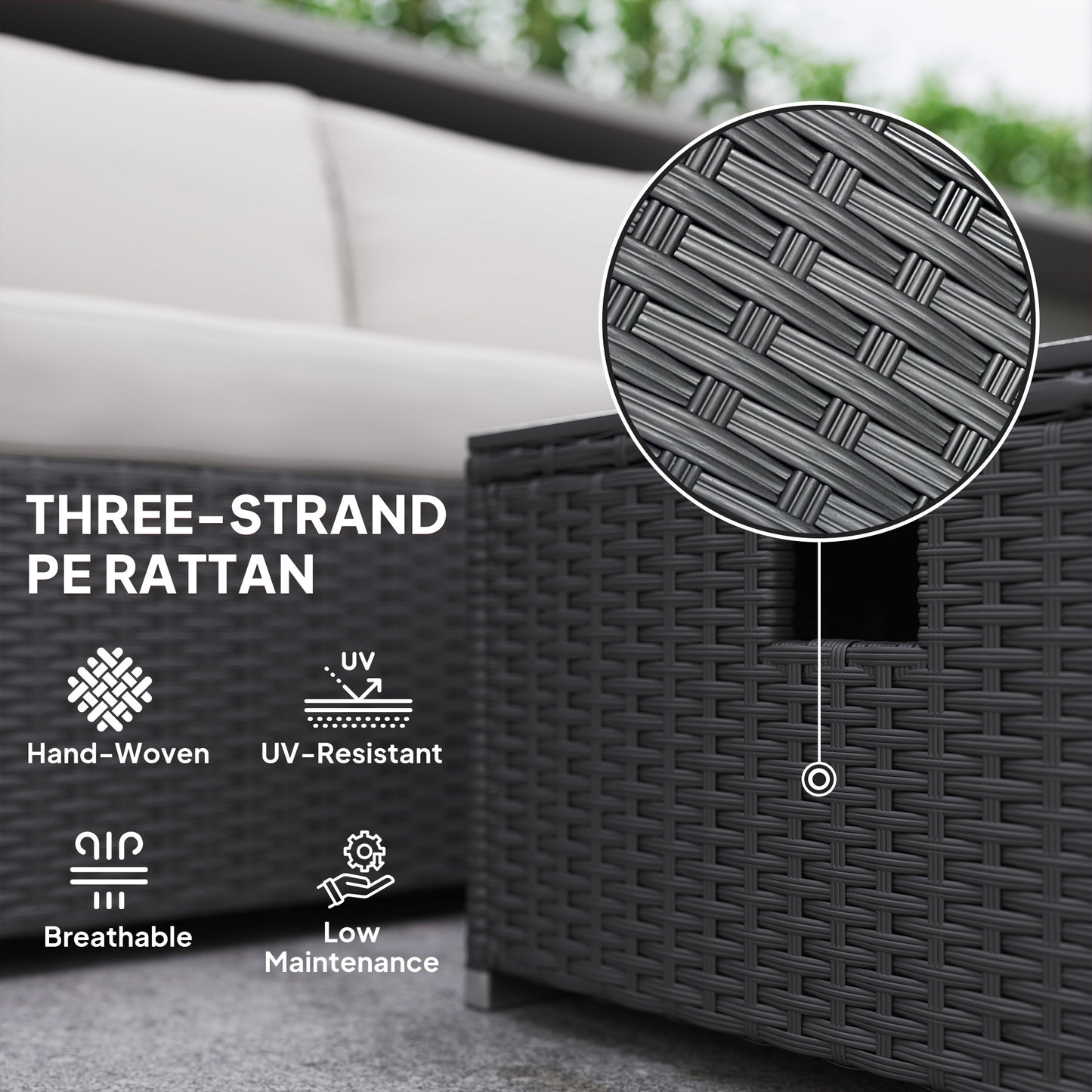 Five Piece Rattan Garden Furniture Set with Gas Fire Pit Table (2)