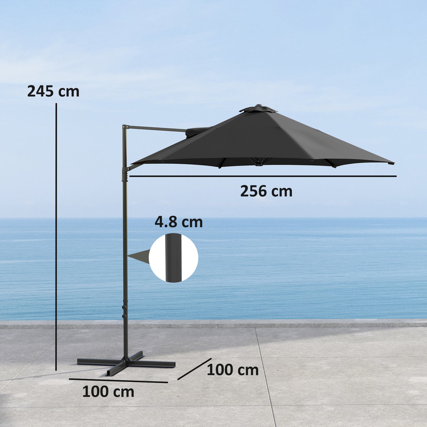 2.5m Rotating Cantilever Parasol
