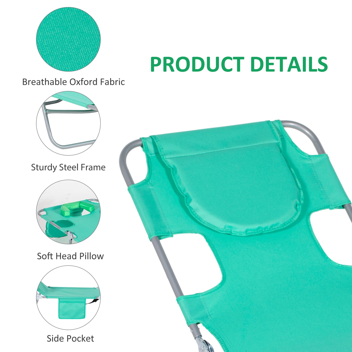Foldable Sun Lounger with Reading Hole