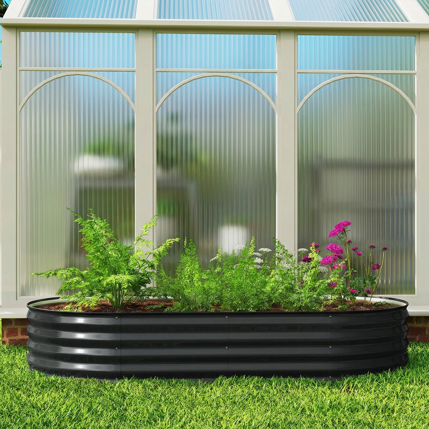 Galvanised Raised Garden Bed, Metal Planter Box with Safety Edging (7)