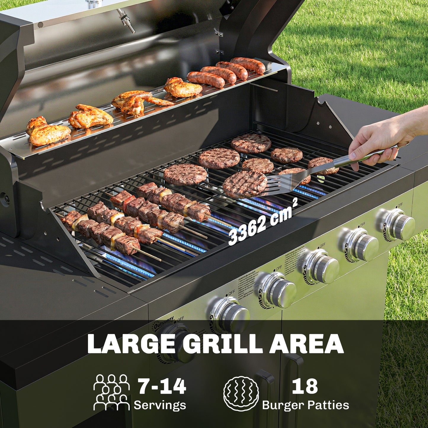 6 Burner Liquid Propane Gas BBQ Grill