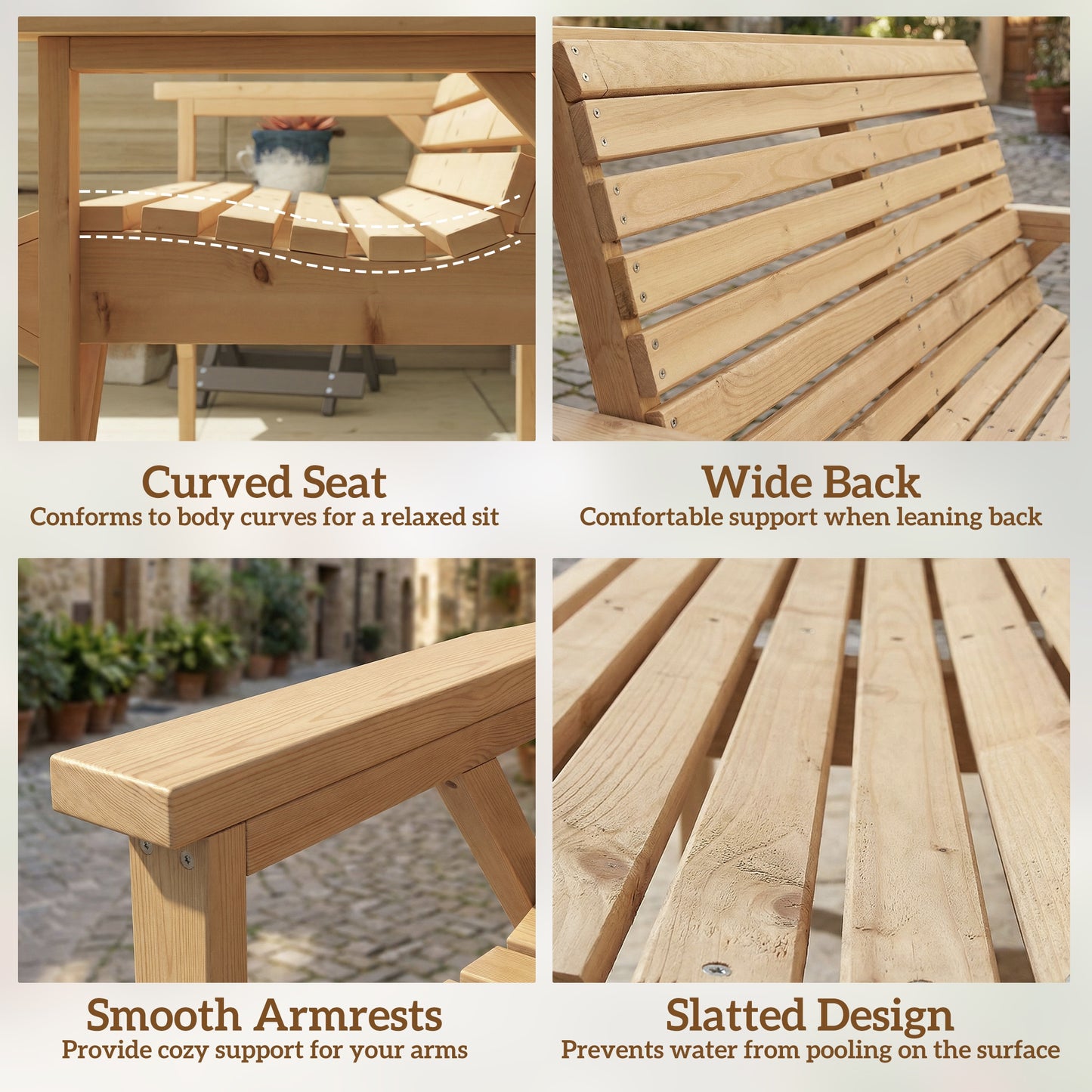 2 Seater Wooden Garden Bench