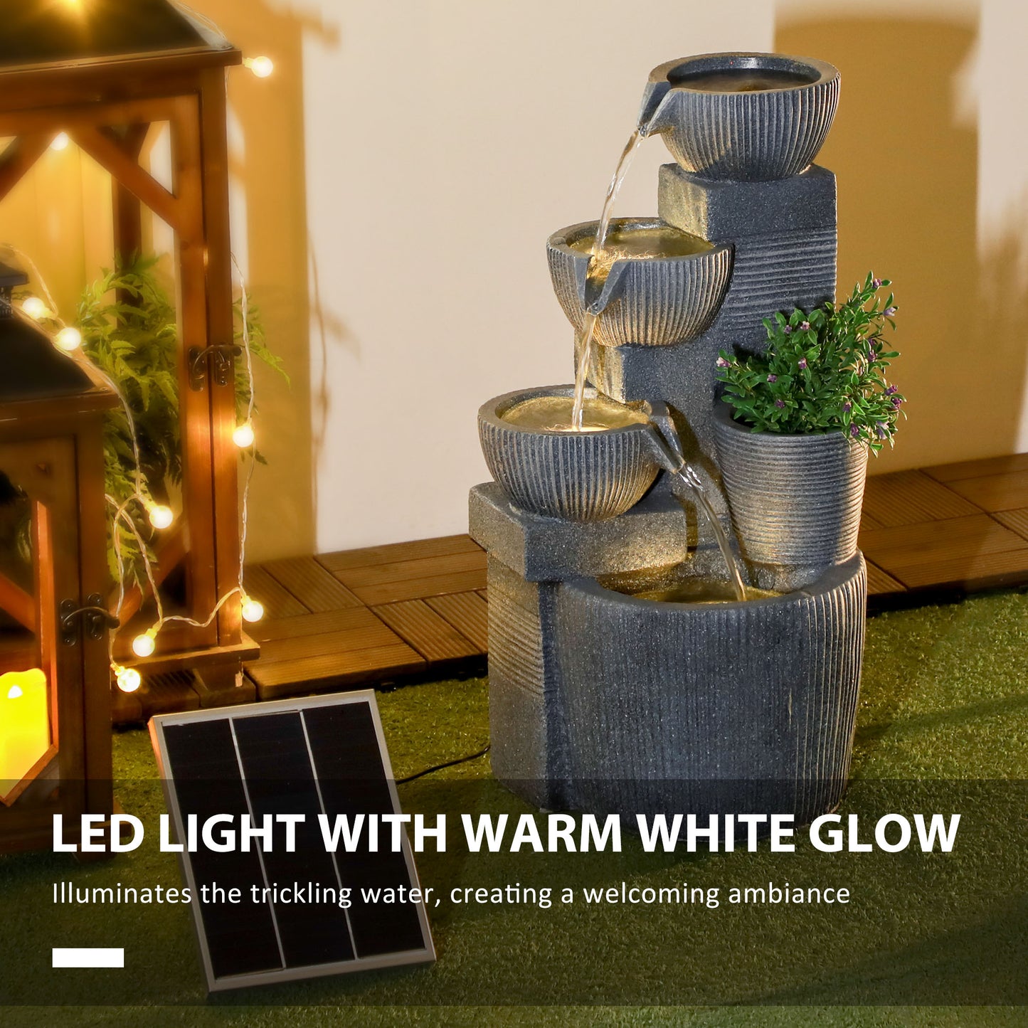 Solar Powered Outdoor Water Fountain