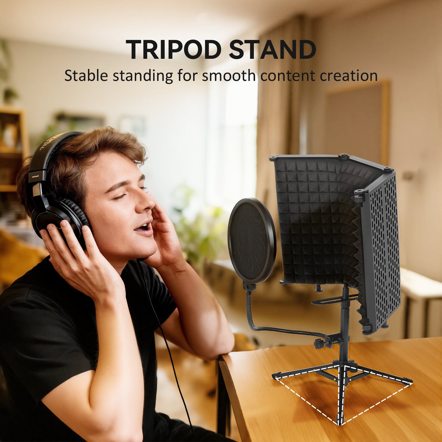Studio Microphone Isolation Shield with Pop Filter and Tripod Stand