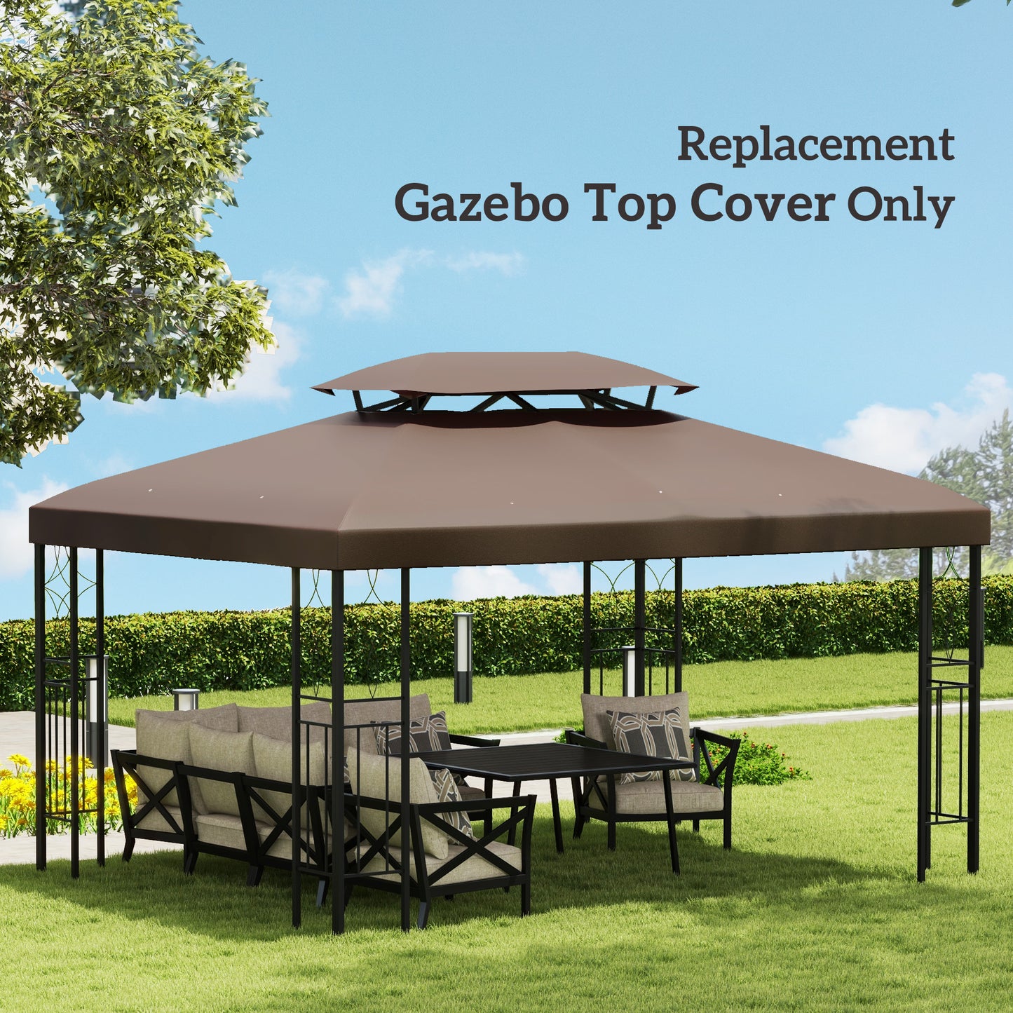 3x4m Gazebo Replacement Roof Canopy 2 Tier Top UV Cover Garden