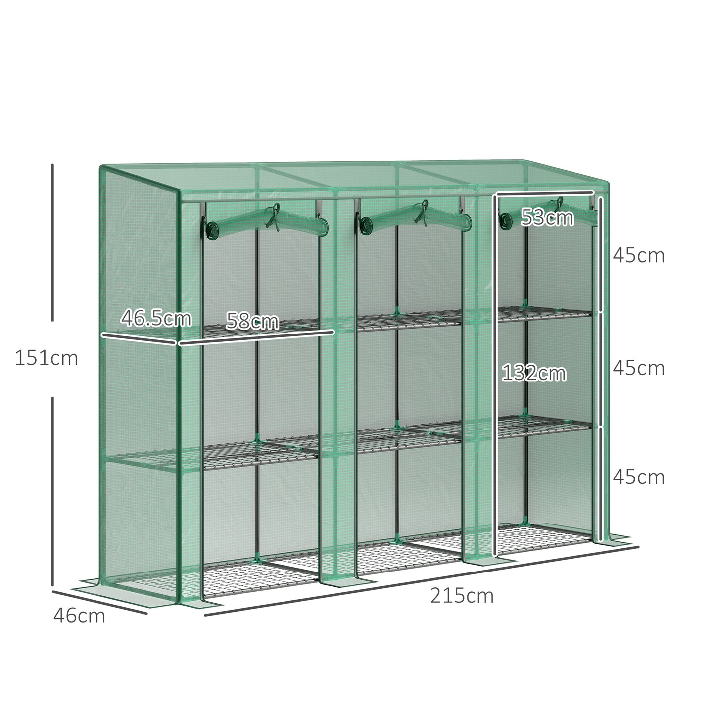 46 x 215cm Nine-Shelf Greenhouse