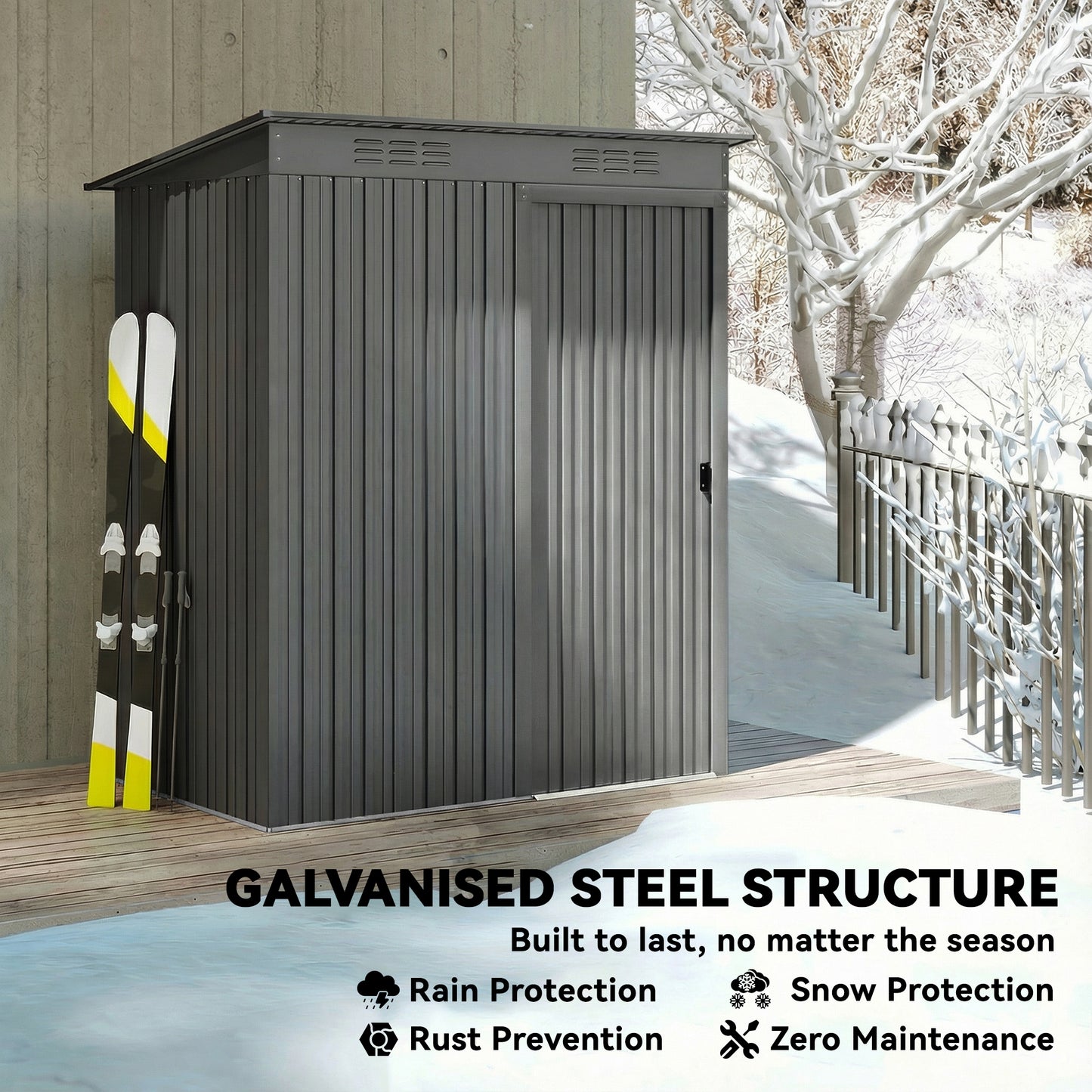 5 x 3.5ft Metal Garden Storage Shed with Effortless Assembly