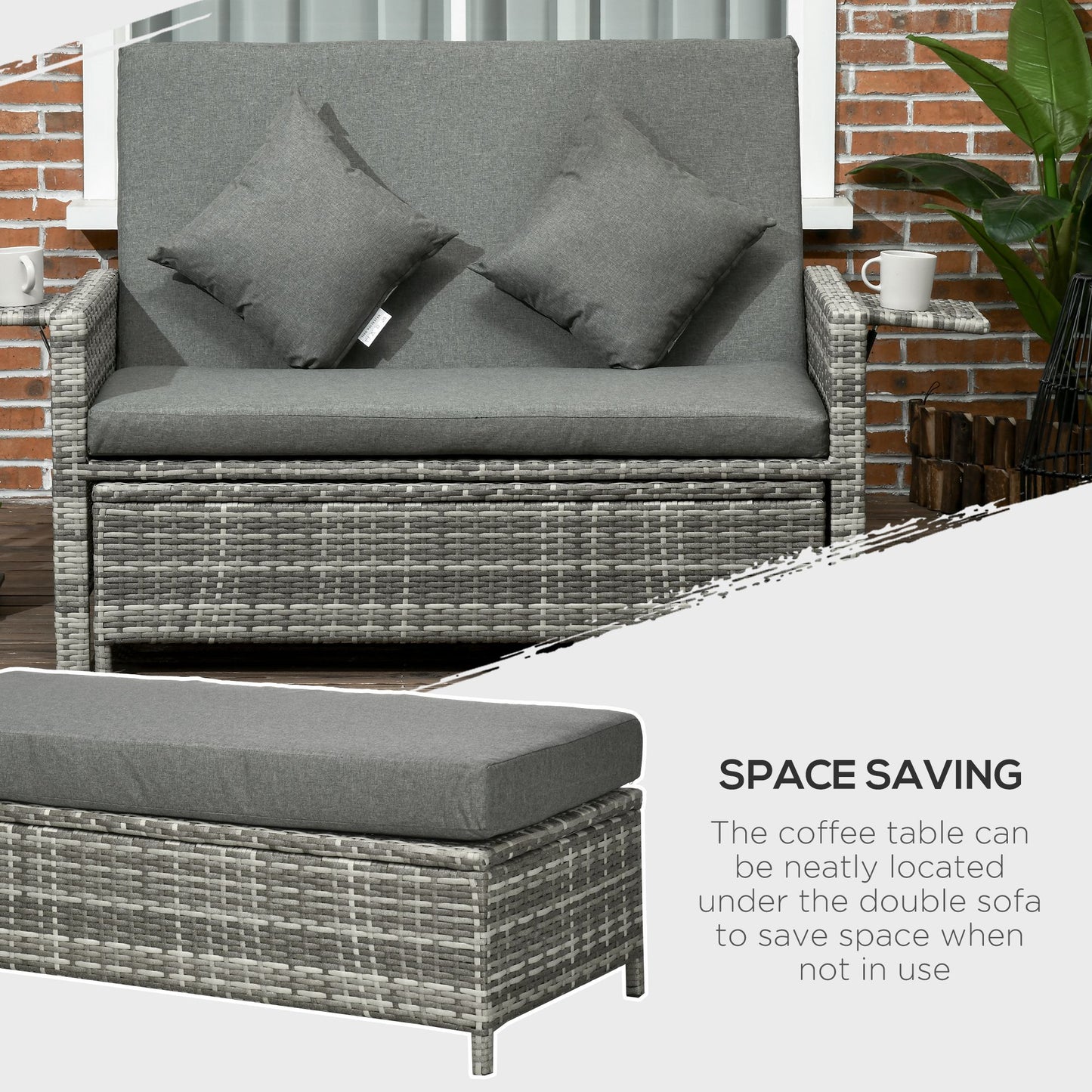 Rattan Garden Daybed, Assembled Double Sun Lounger