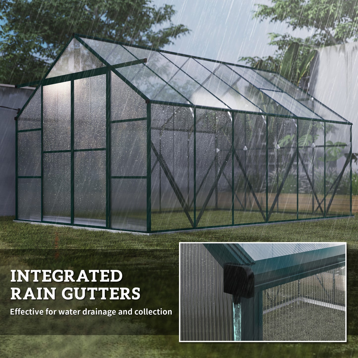 8 x 12ft Aluminium Greenhouse Polycarbonate Walk in Garden