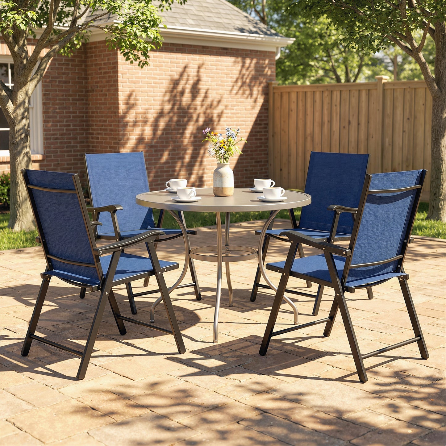 Folding Garden Chairs , Foldable Garden Dining Chairs with High Back