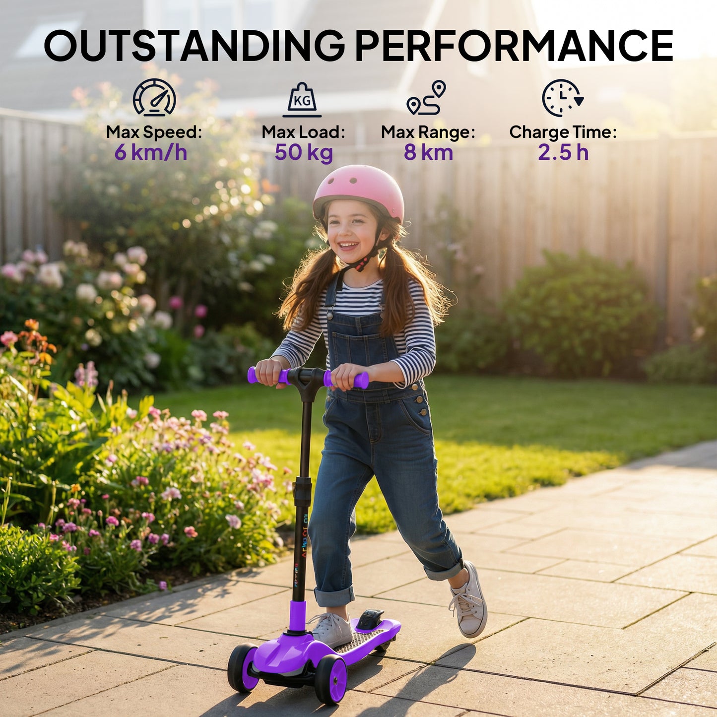 Three-Wheel Foldable Electric Scooter for Kids Aged 6-10 Years