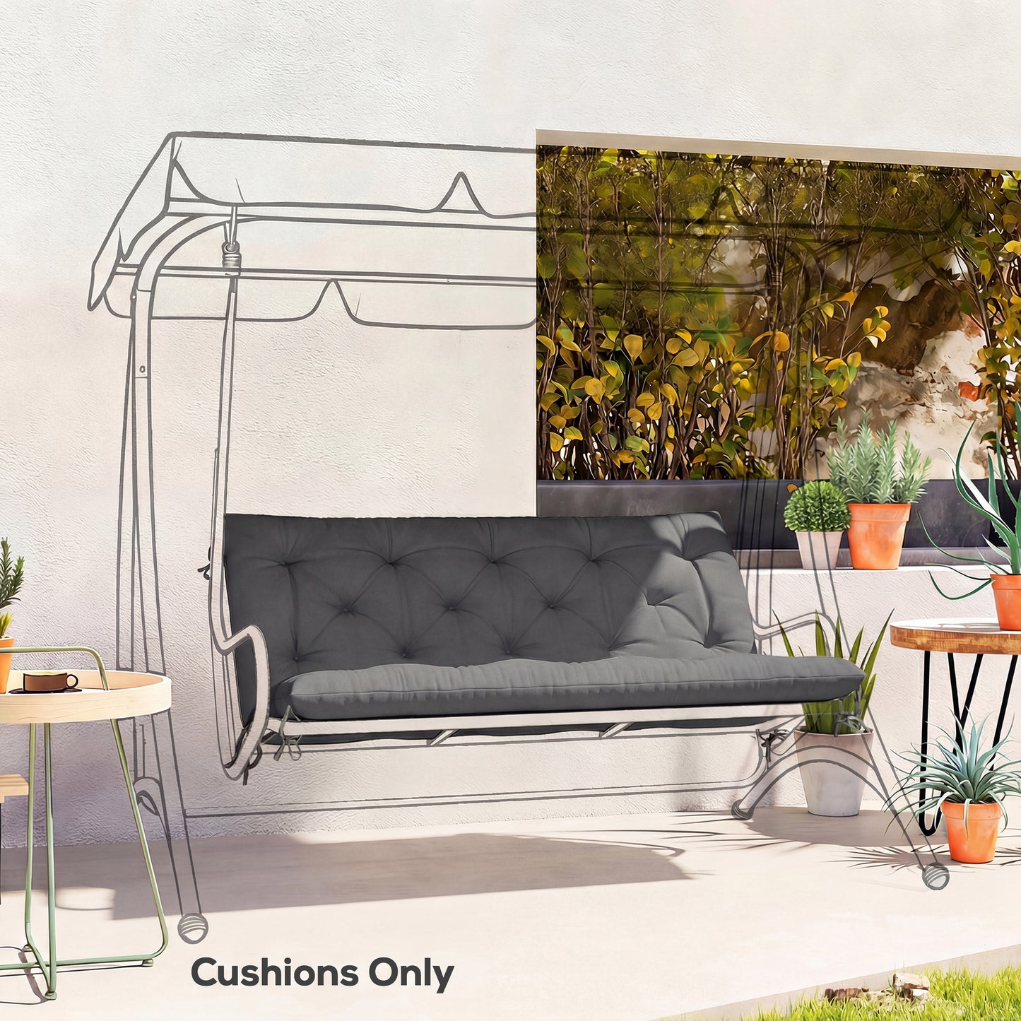 Garden Bench Cushion, 2 Seater Swing Chair Cushion